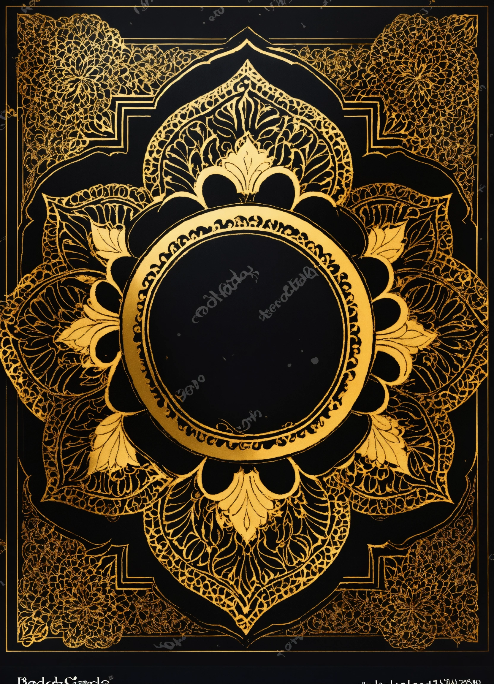 Lexica - Golden and black Mandala Art Background With Border Invitation ...