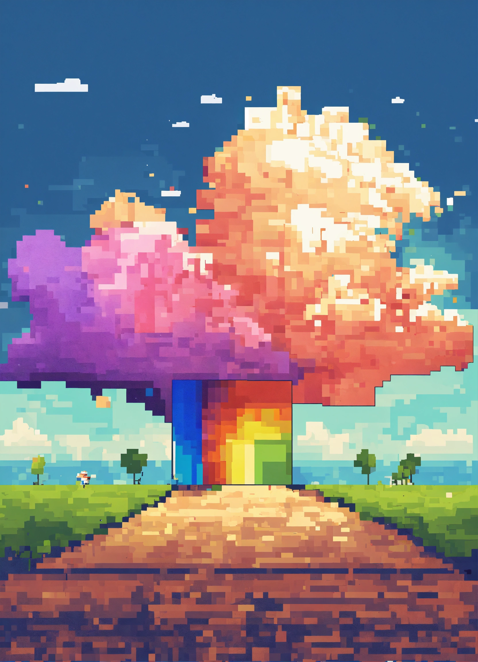 Lexica - All right, create a pixel cartoon with a cloud, throwing up a ...