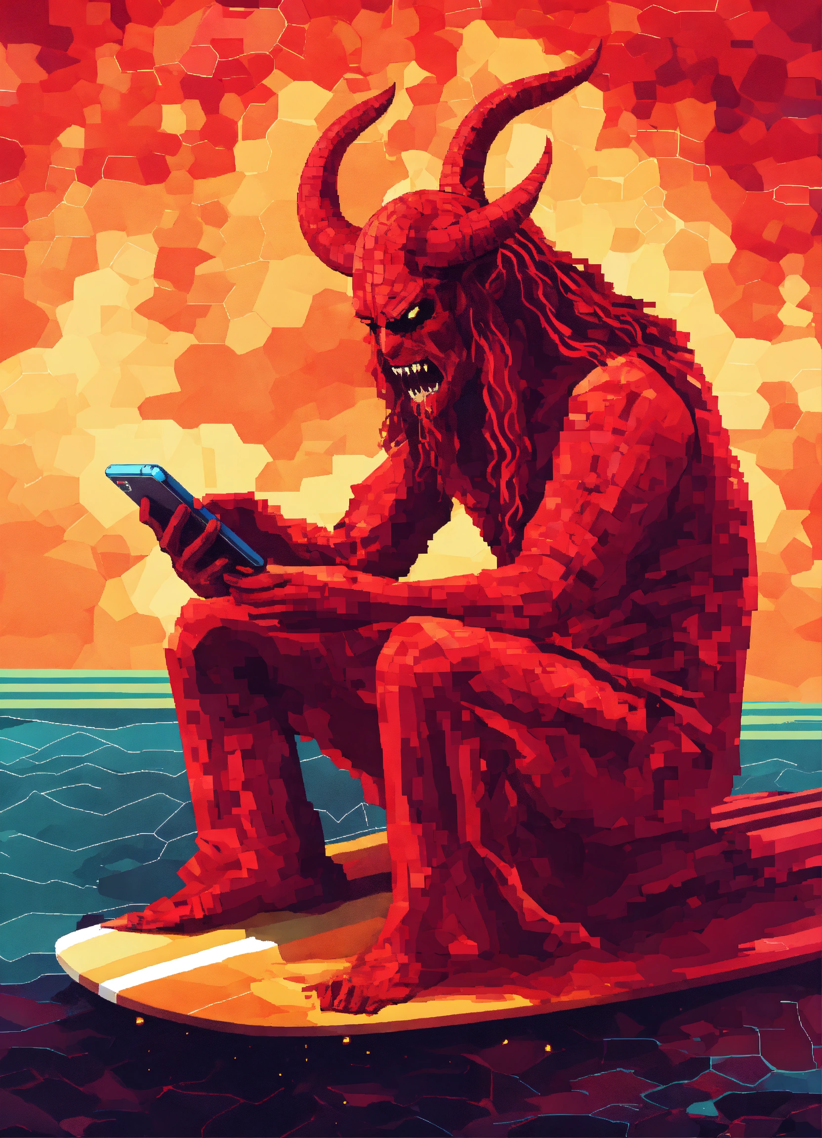 Lexica - Weeping satan surfing a smart phone into ai dynamic abstract ...