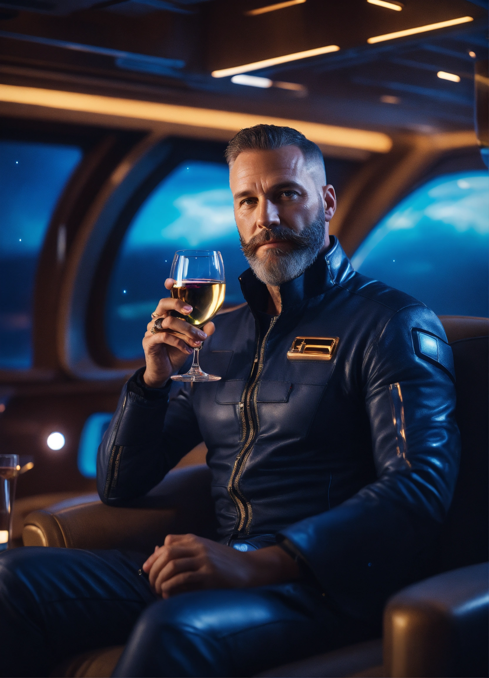 Lexica - 45 year old masculine man with trim beard in futuristic ...