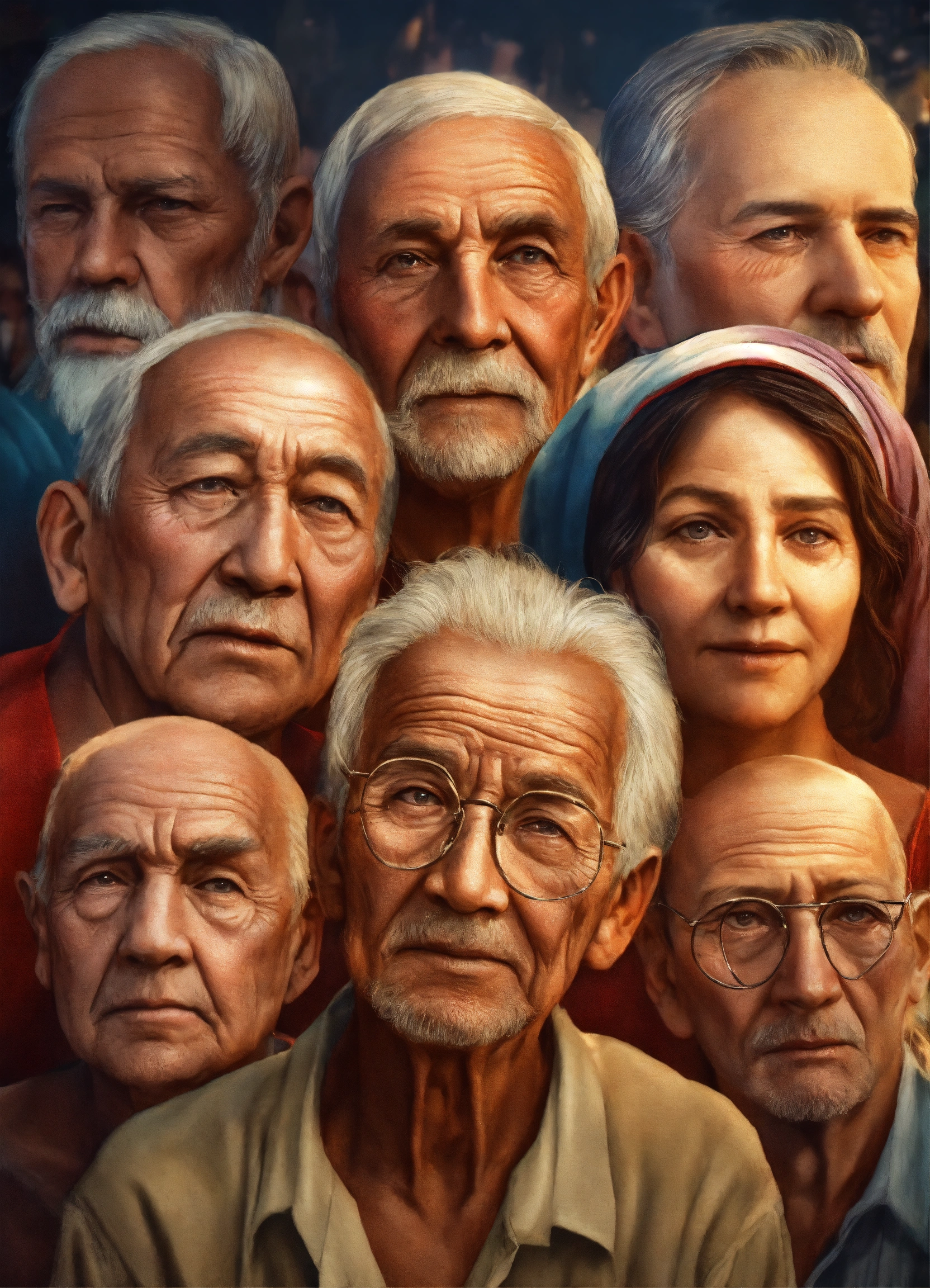 Lexica - Many national, many faces together , man , women, children ...