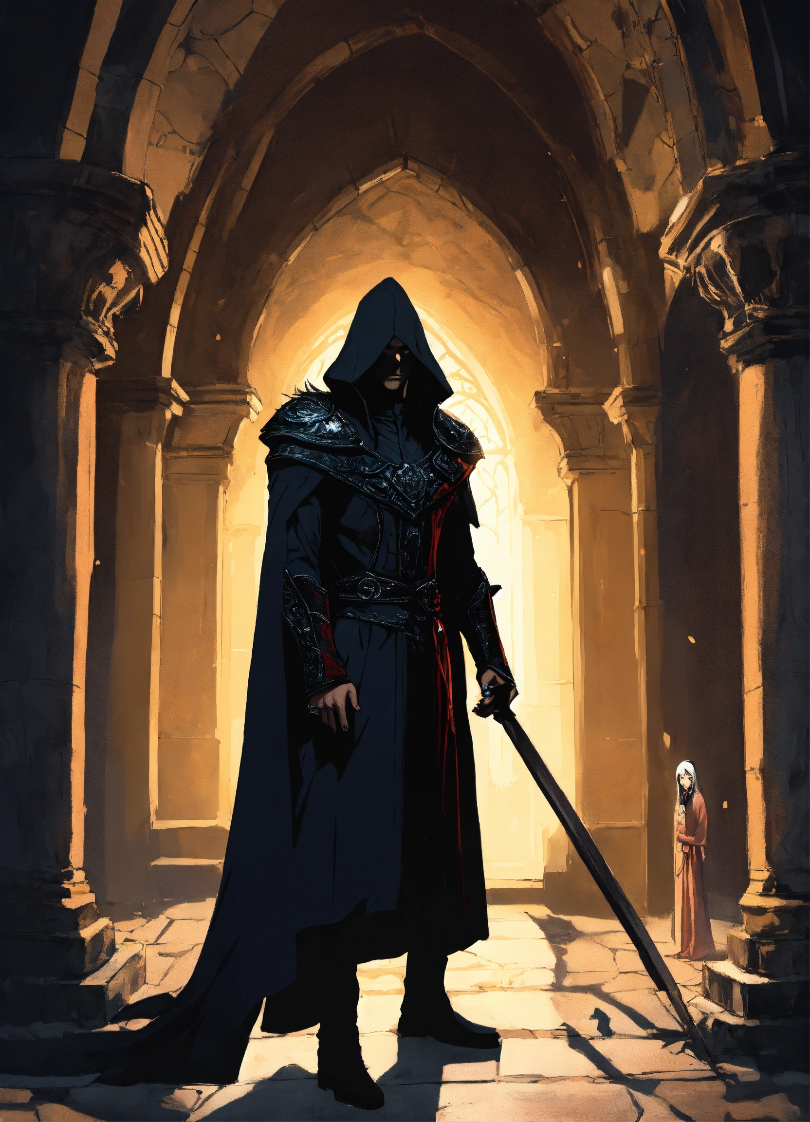 Lexica - A thin guy with long black hair is dressed in a black ...