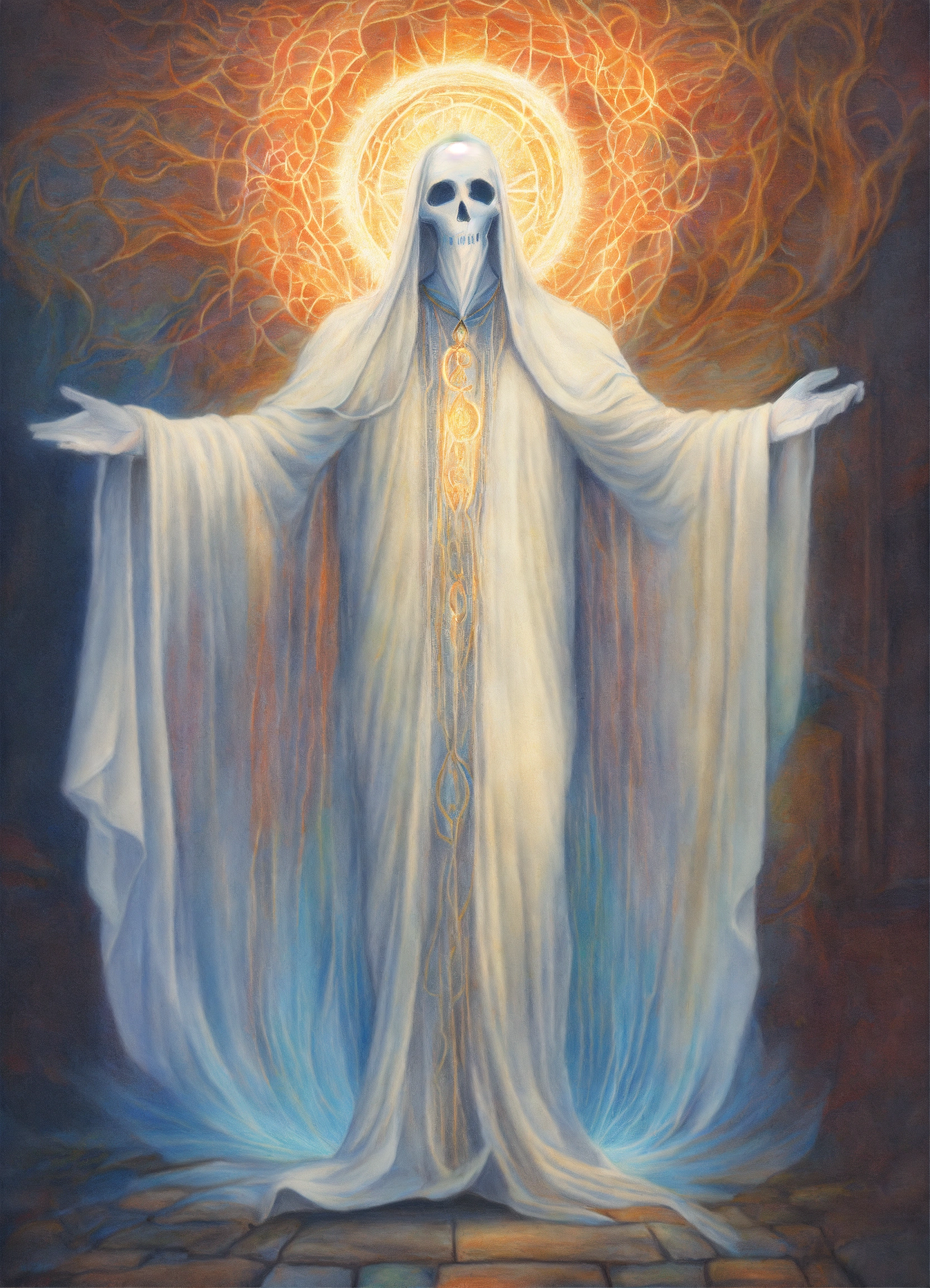 Lexica - Colored pencil drawing of an enlightened ghost next a man ...