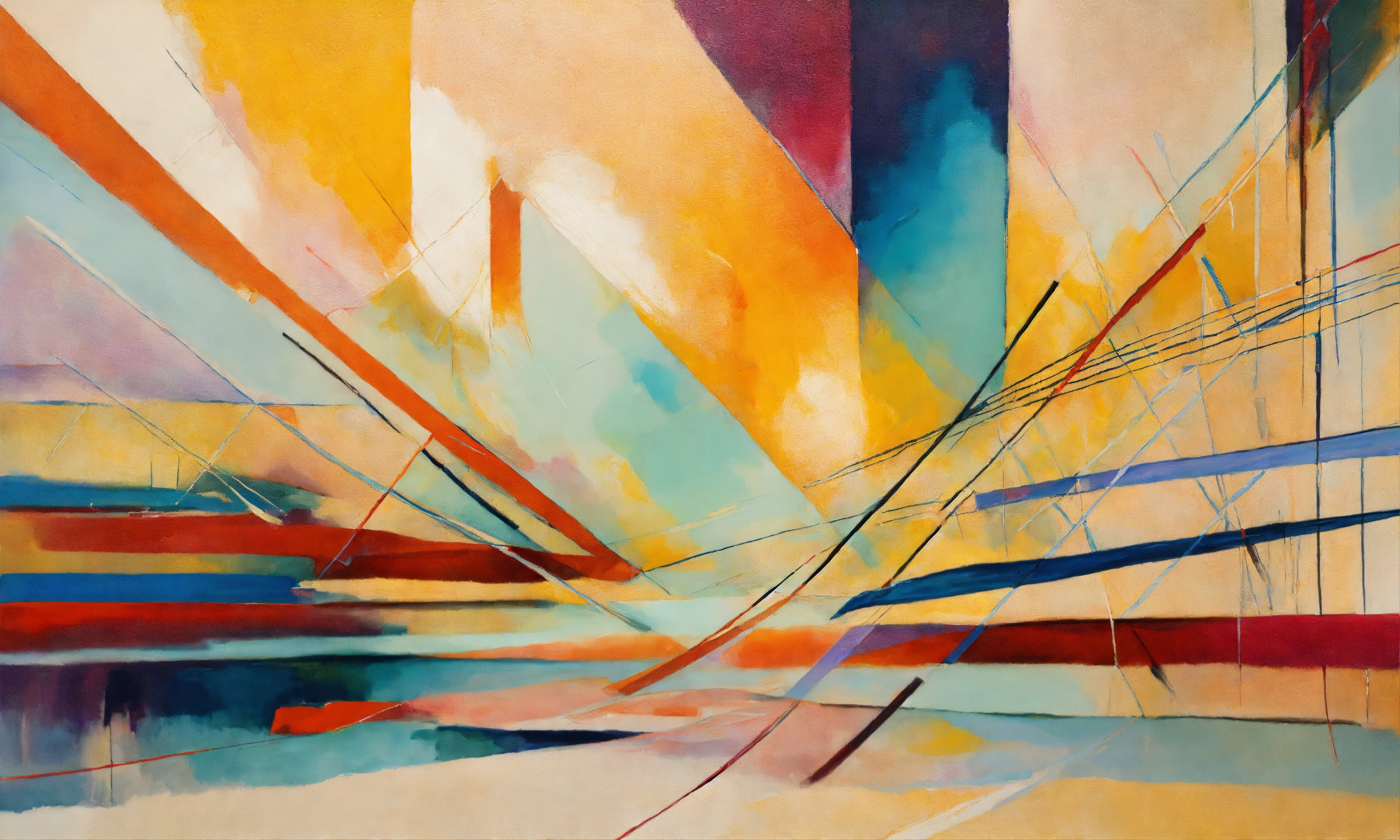 Lexica - Abstract painting with straight lines and some zigzag lines ...