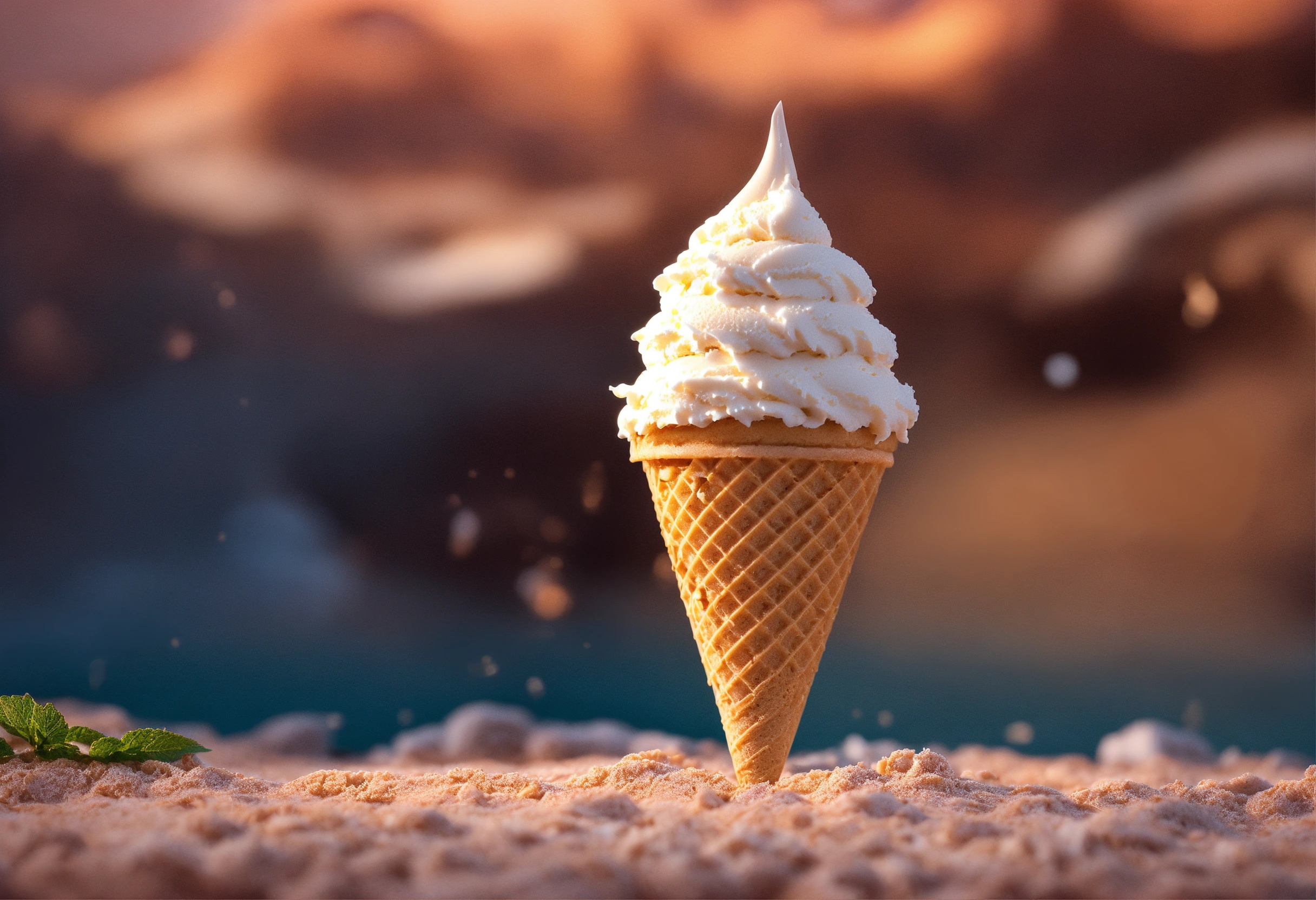 Lexica - Generate a 3D image of one vanilla ice cream cone