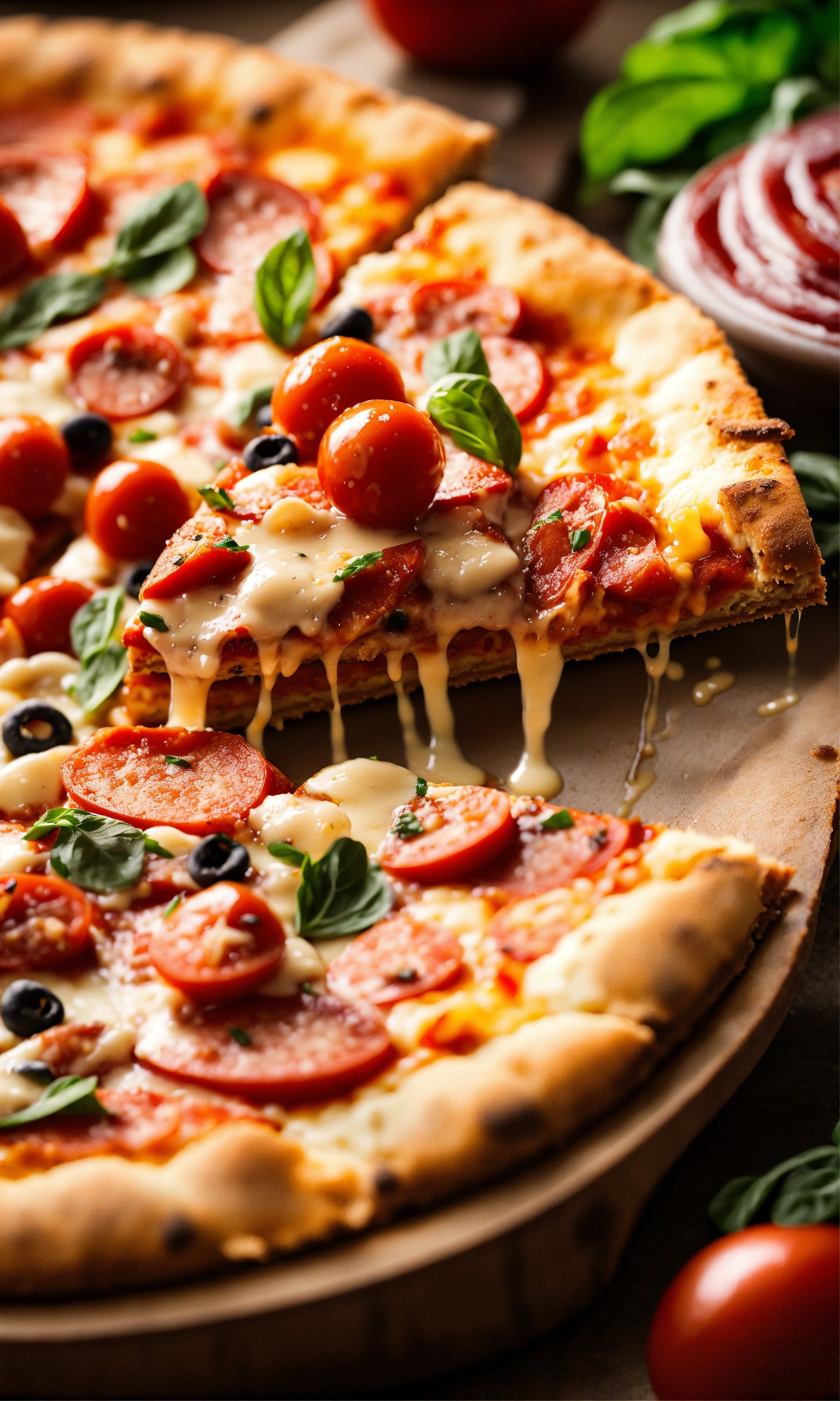 Lexica - Yummy slice of pizza, food photography, beautiful, delicious ...