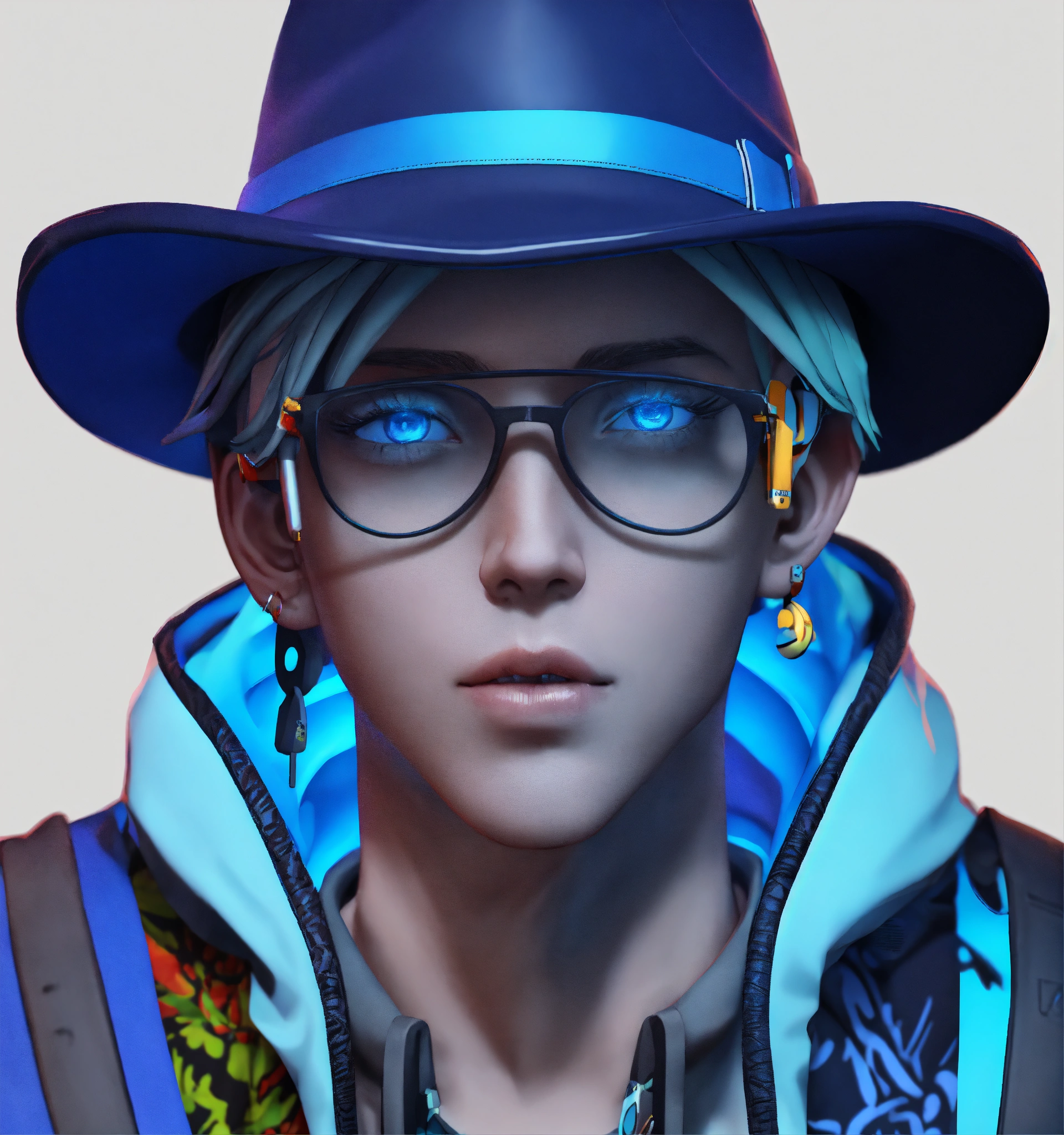 Lexica - Crazy stoner gamer and Rapper, Fedora, blue eyes, anime art style,  Full body 4k 3D model