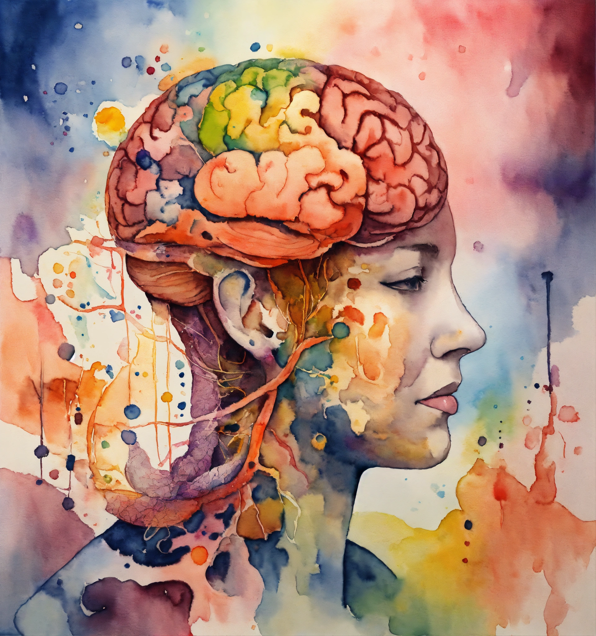 Lexica - Watercolor painting biologist of brain and gut linked with ...