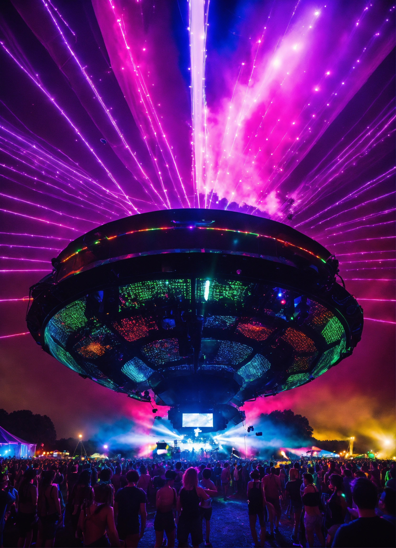 Lexica - A photograph of a spaceship covered in speakers zapping people ...