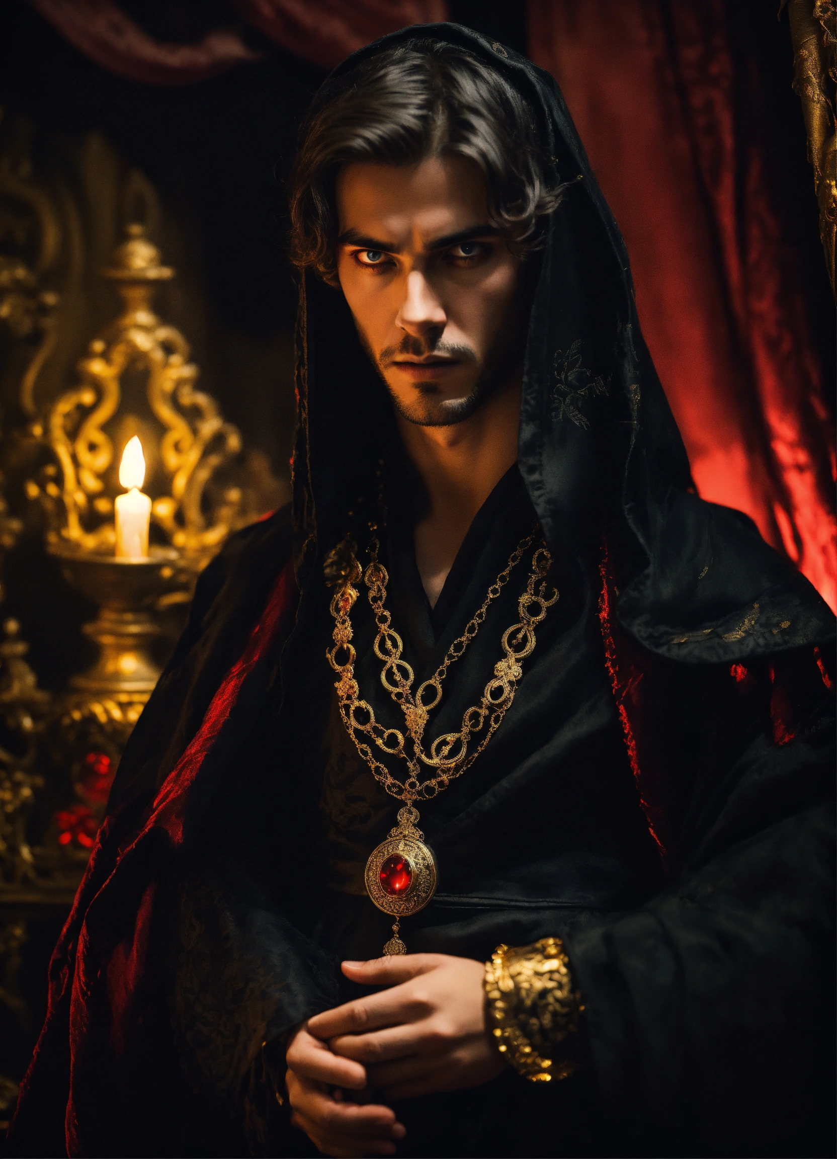 Lexica - Sinister and dramatic portrait of a young handsome french evil ...