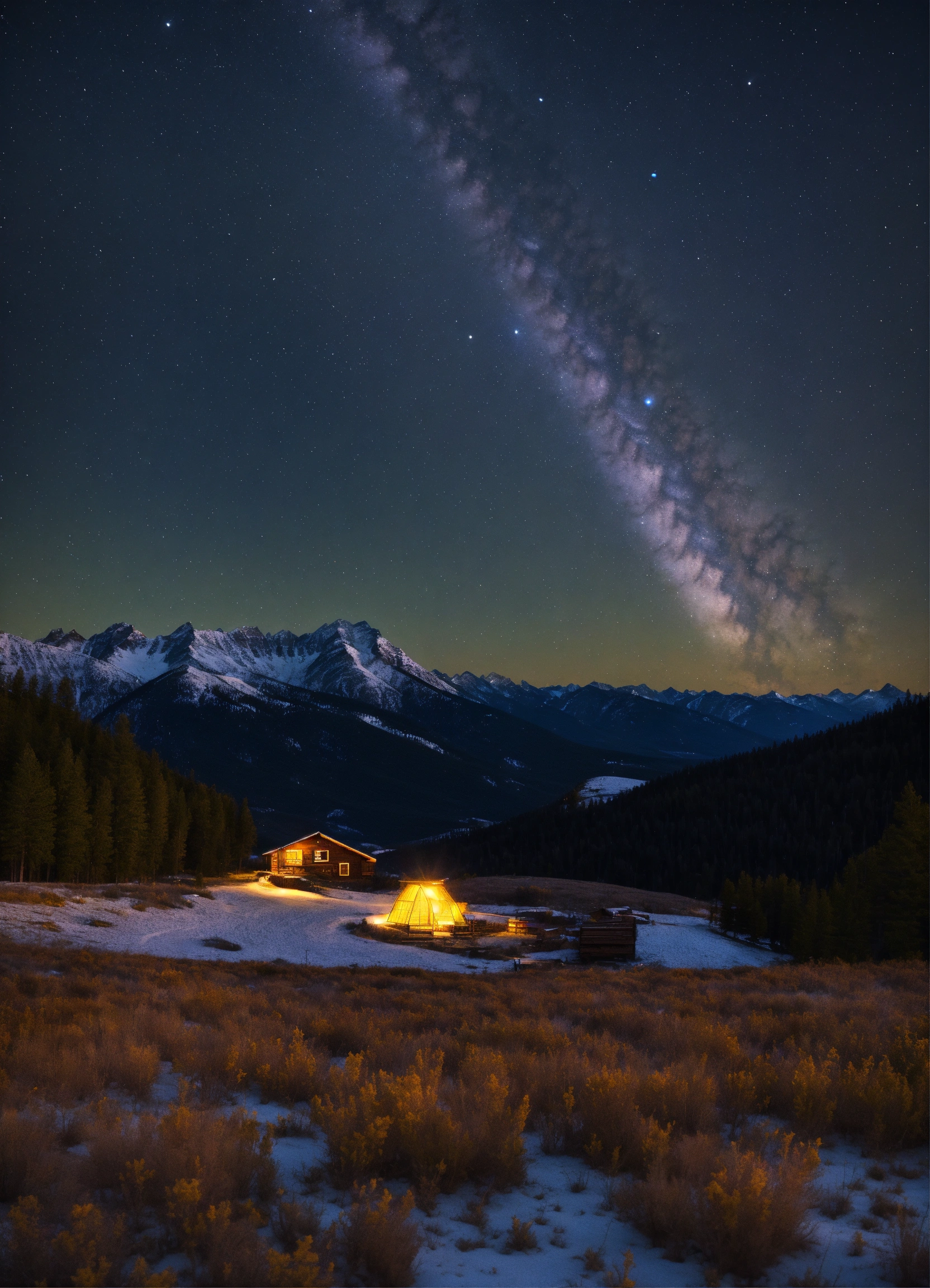 Lexica - Montana mountain night realistic comet