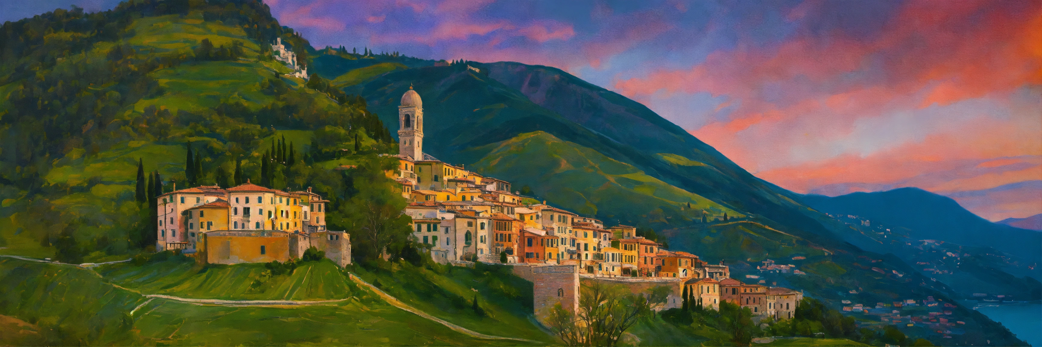 Lexica - Italy home by the mountain “Blurry brushstrokes,” “Painted ...