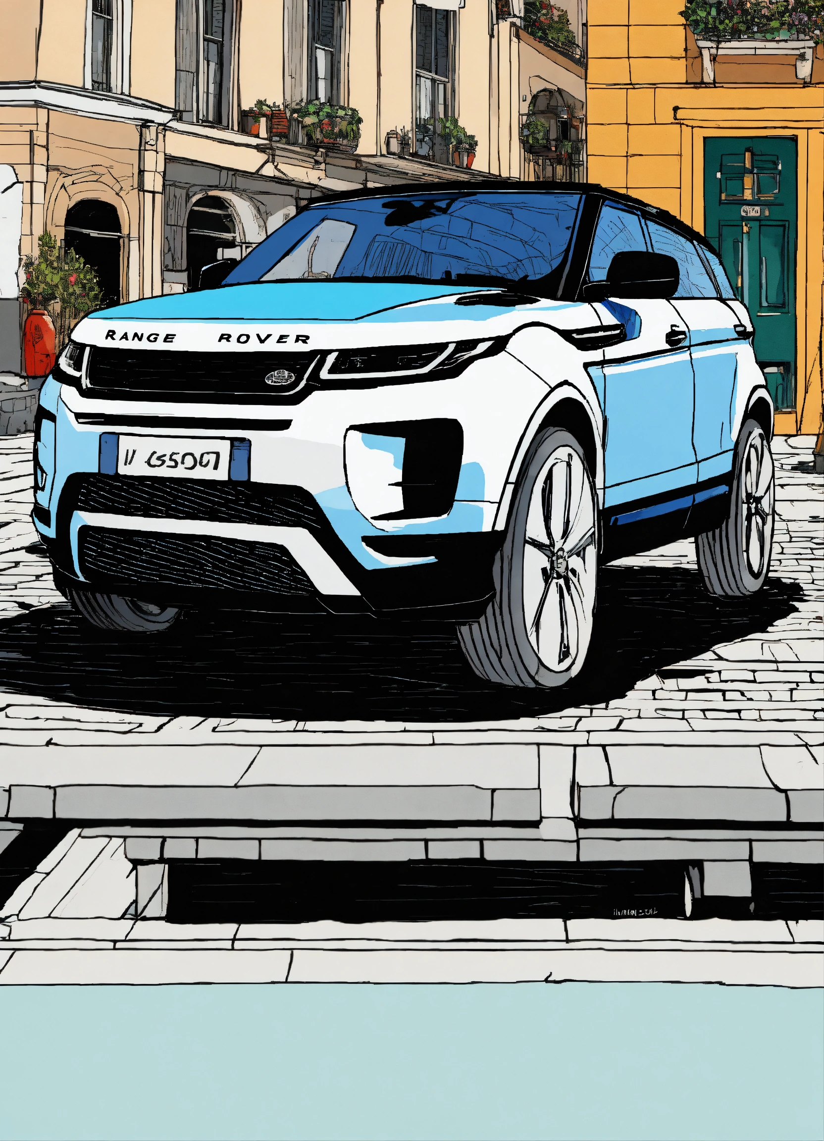 Lexica - Detailed pen and ink illustration of Range Rover Evoque 2022 ...