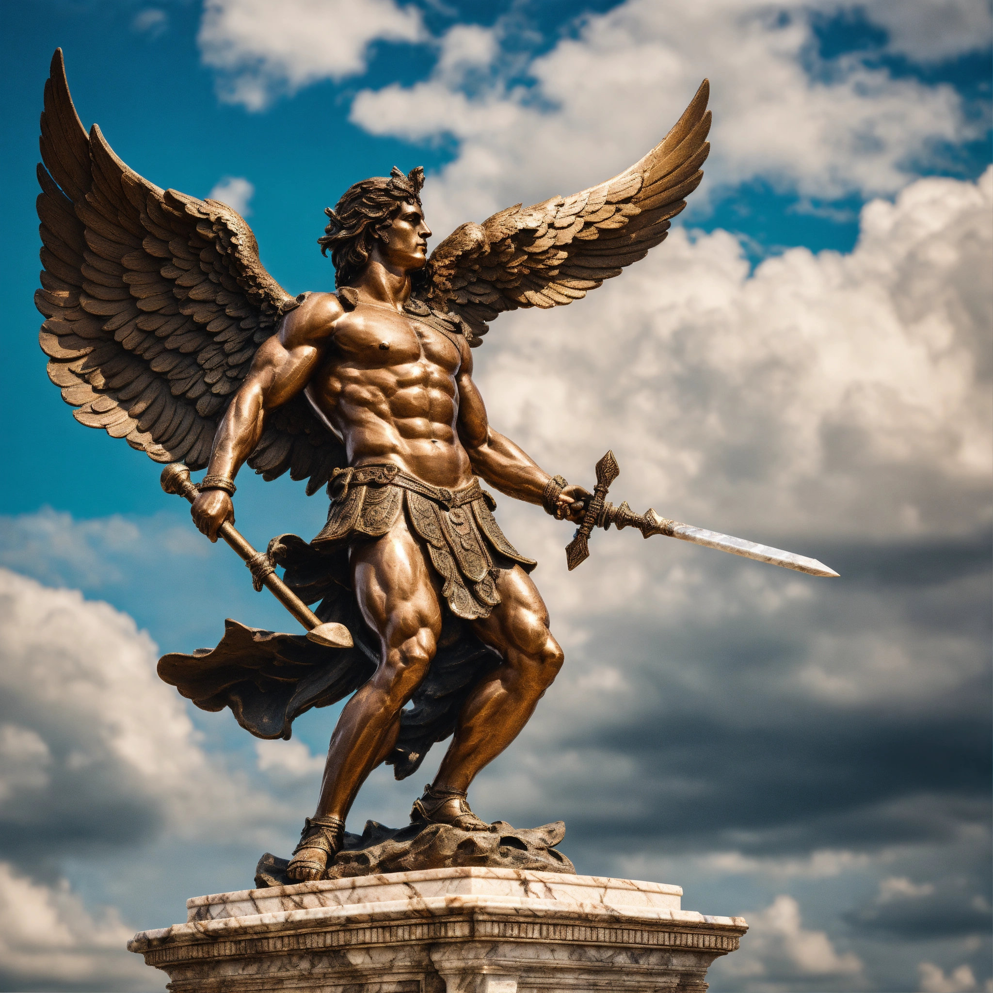 Lexica - Aged bronze sculpture full body of a muscular warrior ...