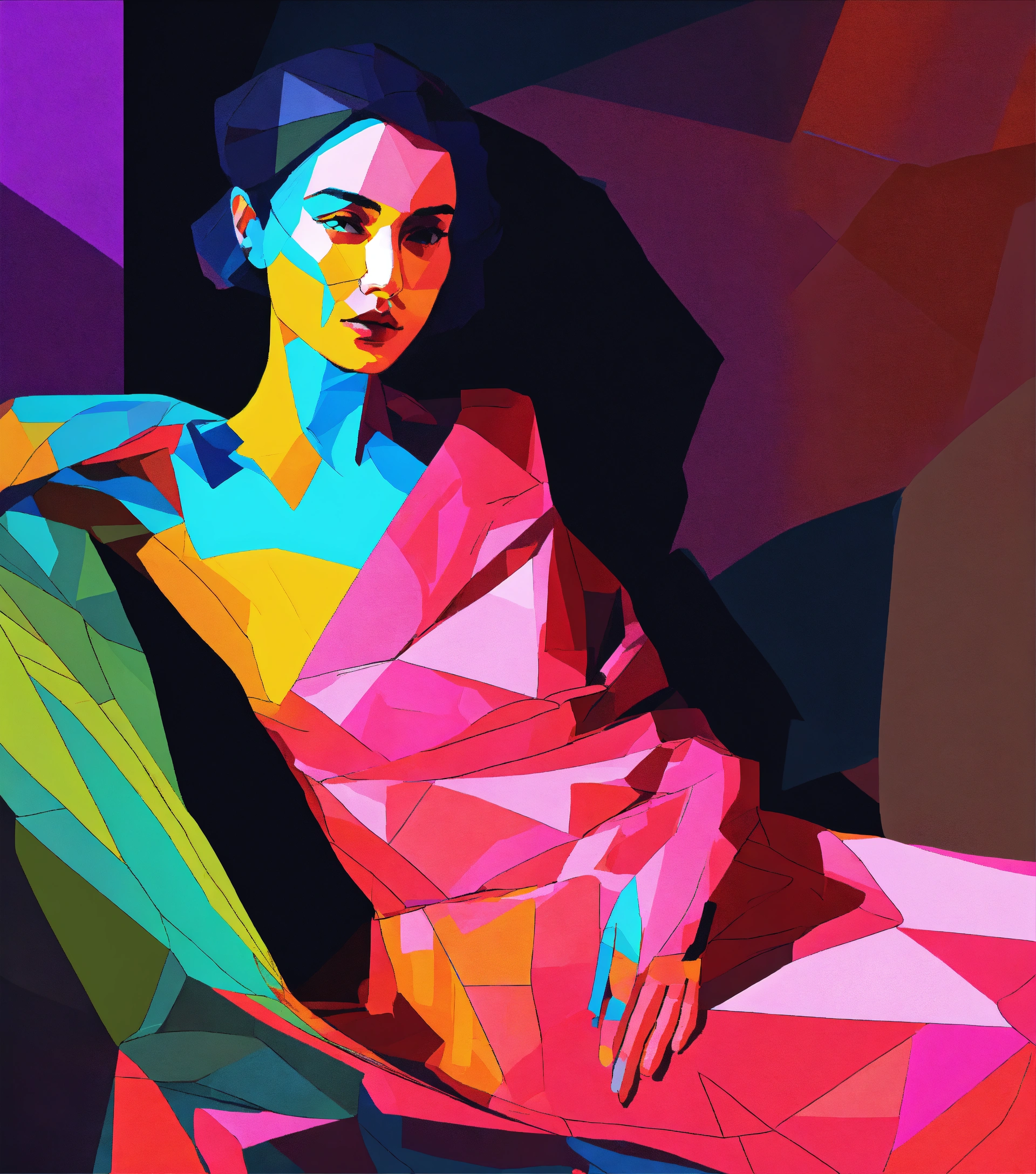 Lexica - Simplified abstract illustration of close up portrait of Life ...