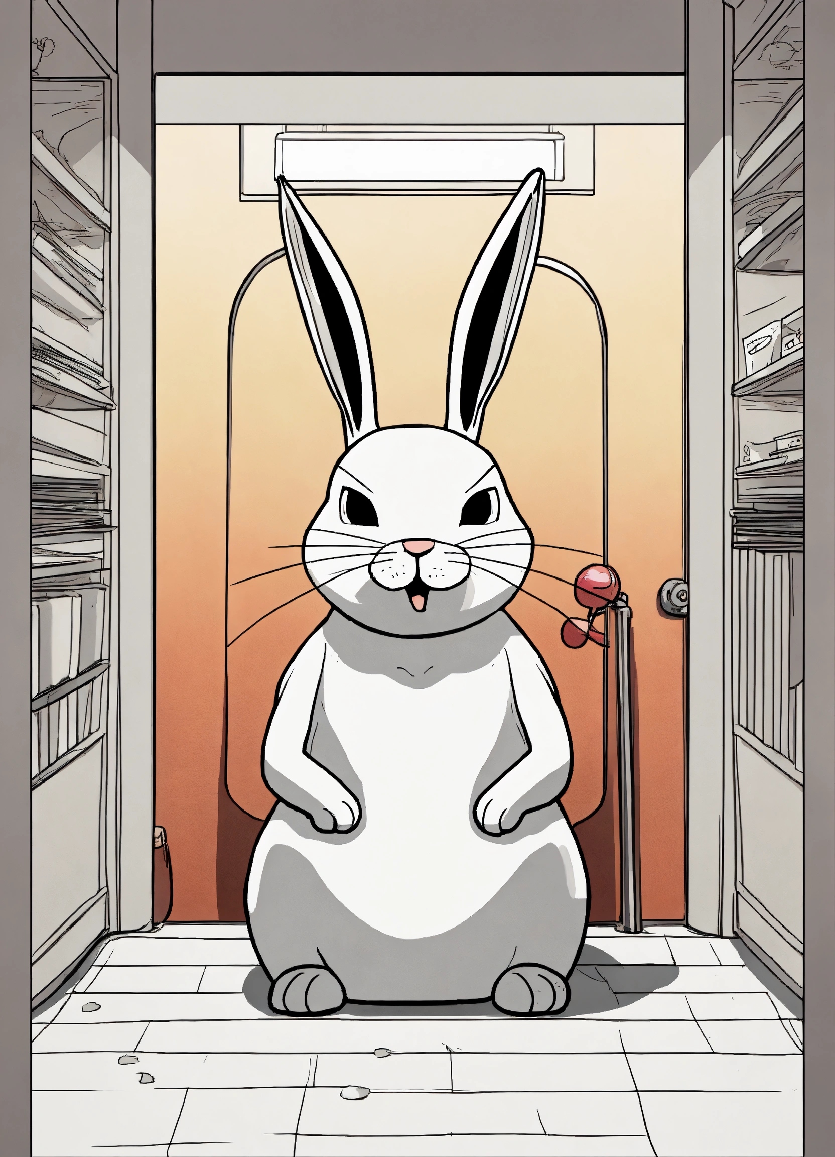 Lexica - A funny comic about an angry rabbit in a simple line style