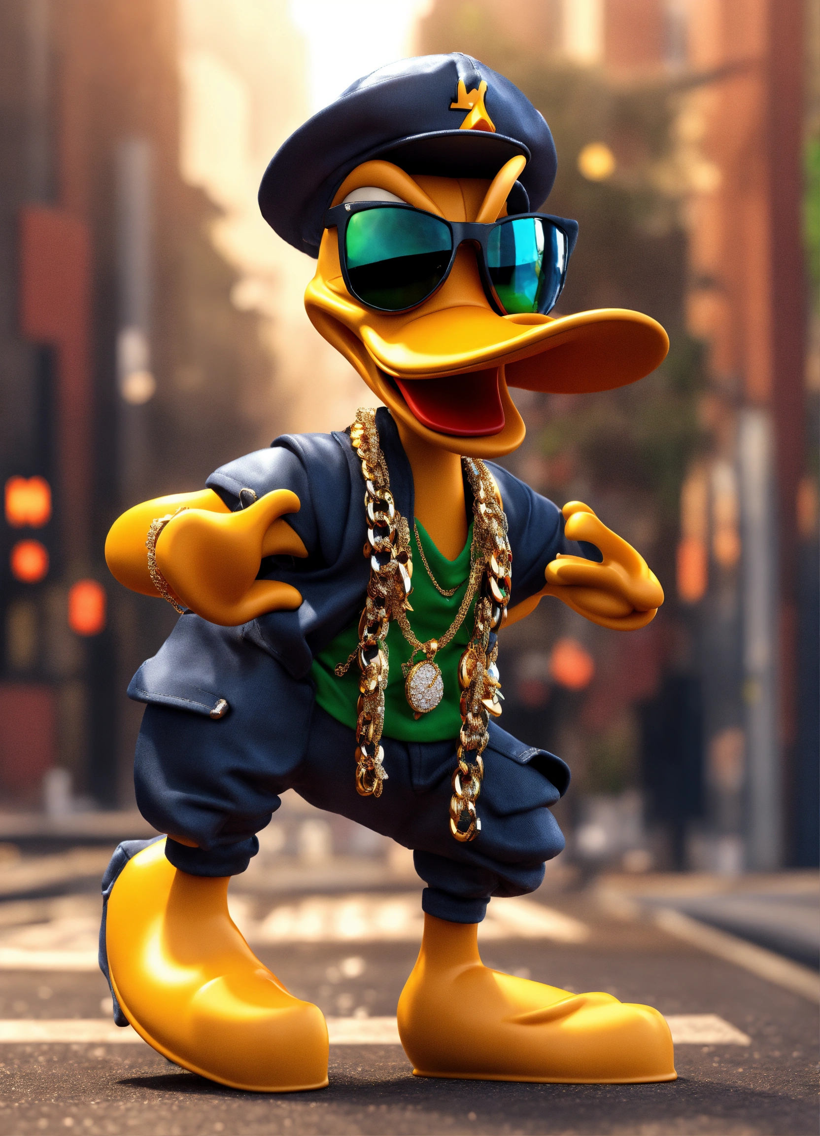 Lexica - 3D model, Daffy Duck dressed in trendy hip-hop attire ...