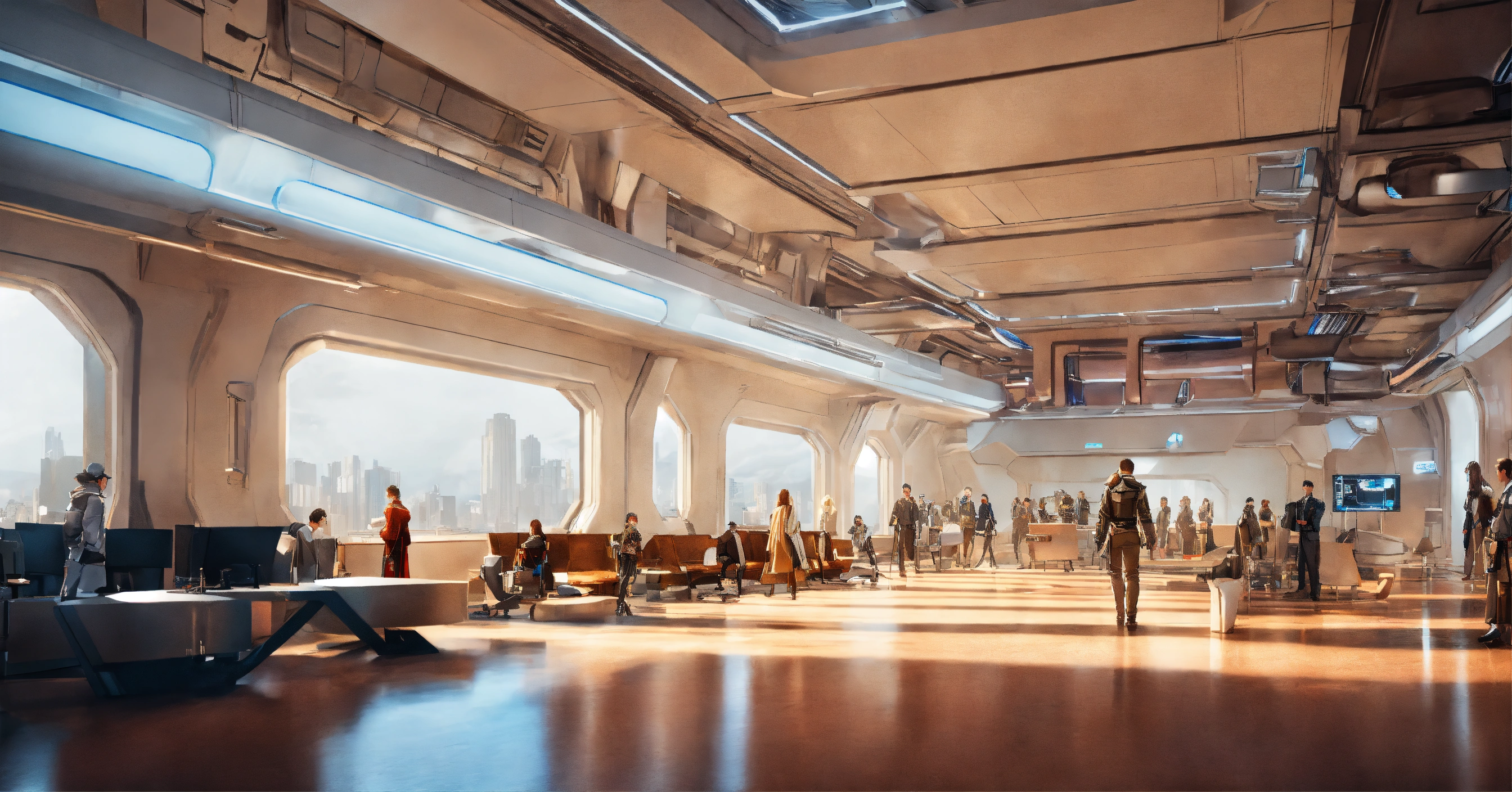 Lexica - A realistic photo of a very crowded colossal futuristic common ...