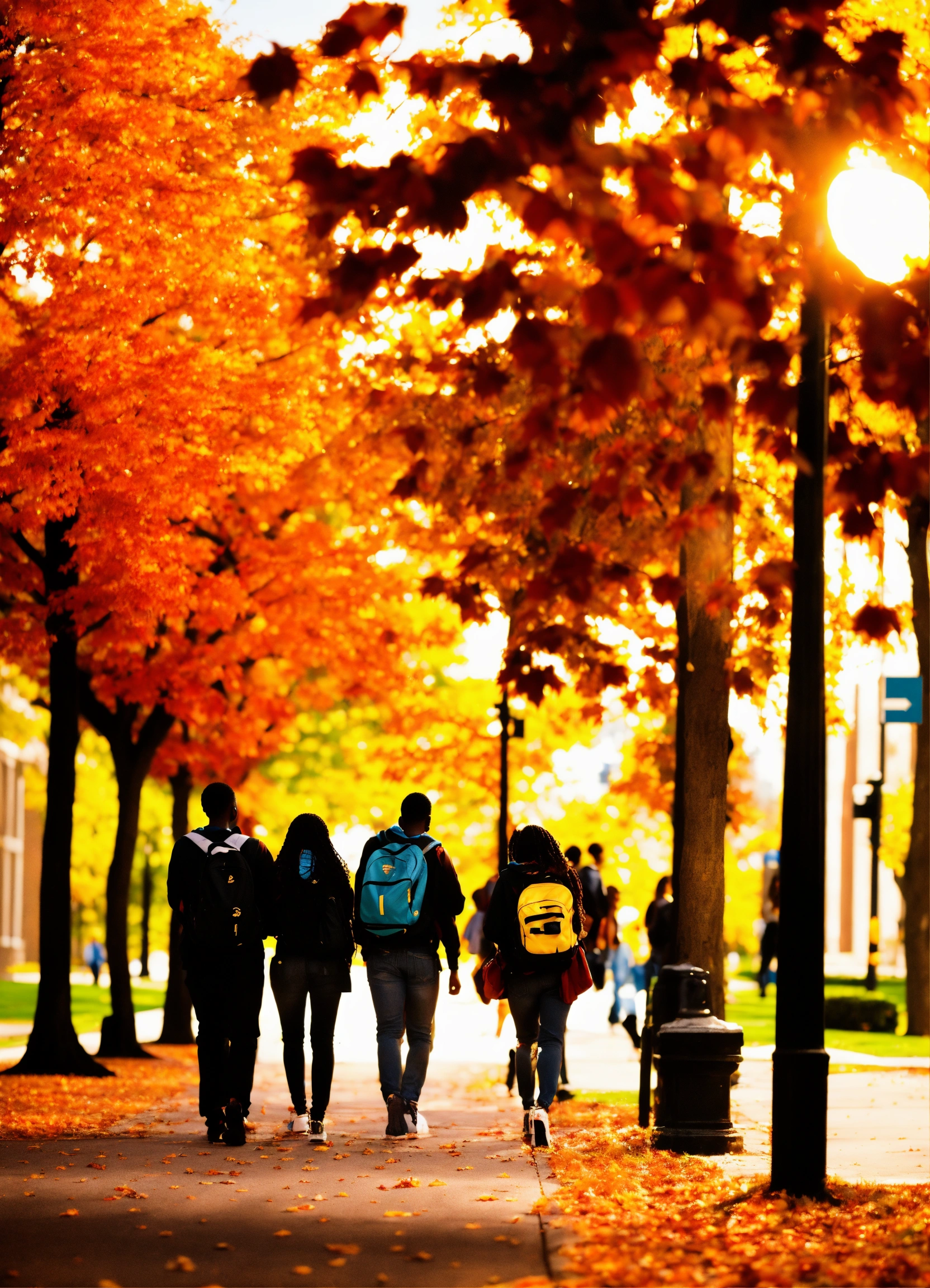 Lexica - University Campus, black students, fall season, college campus ...