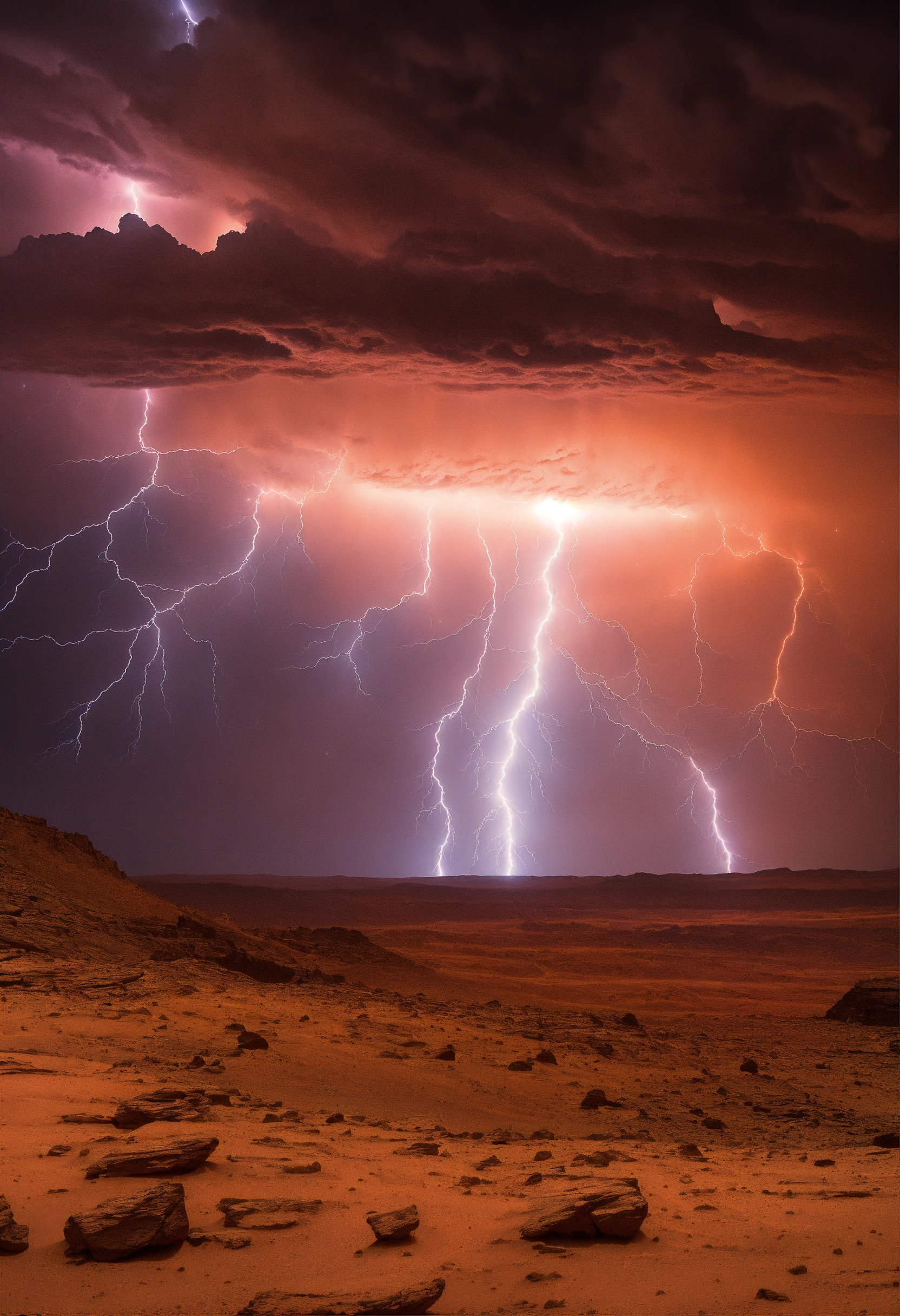 Lexica - Lightning on mars with in the background the universe