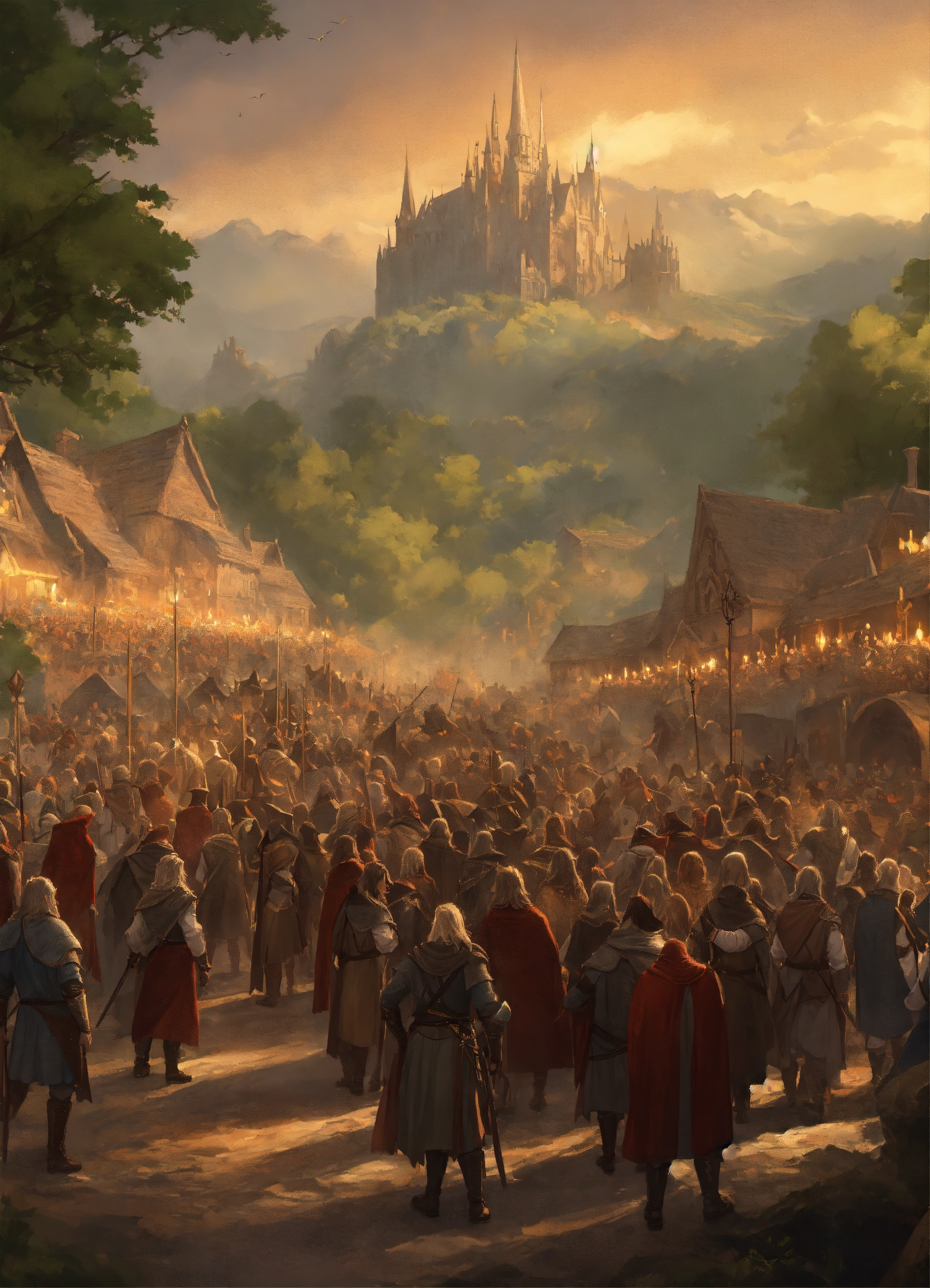 Lexica - Could you generate fantasy crowd scene , with lots of ...