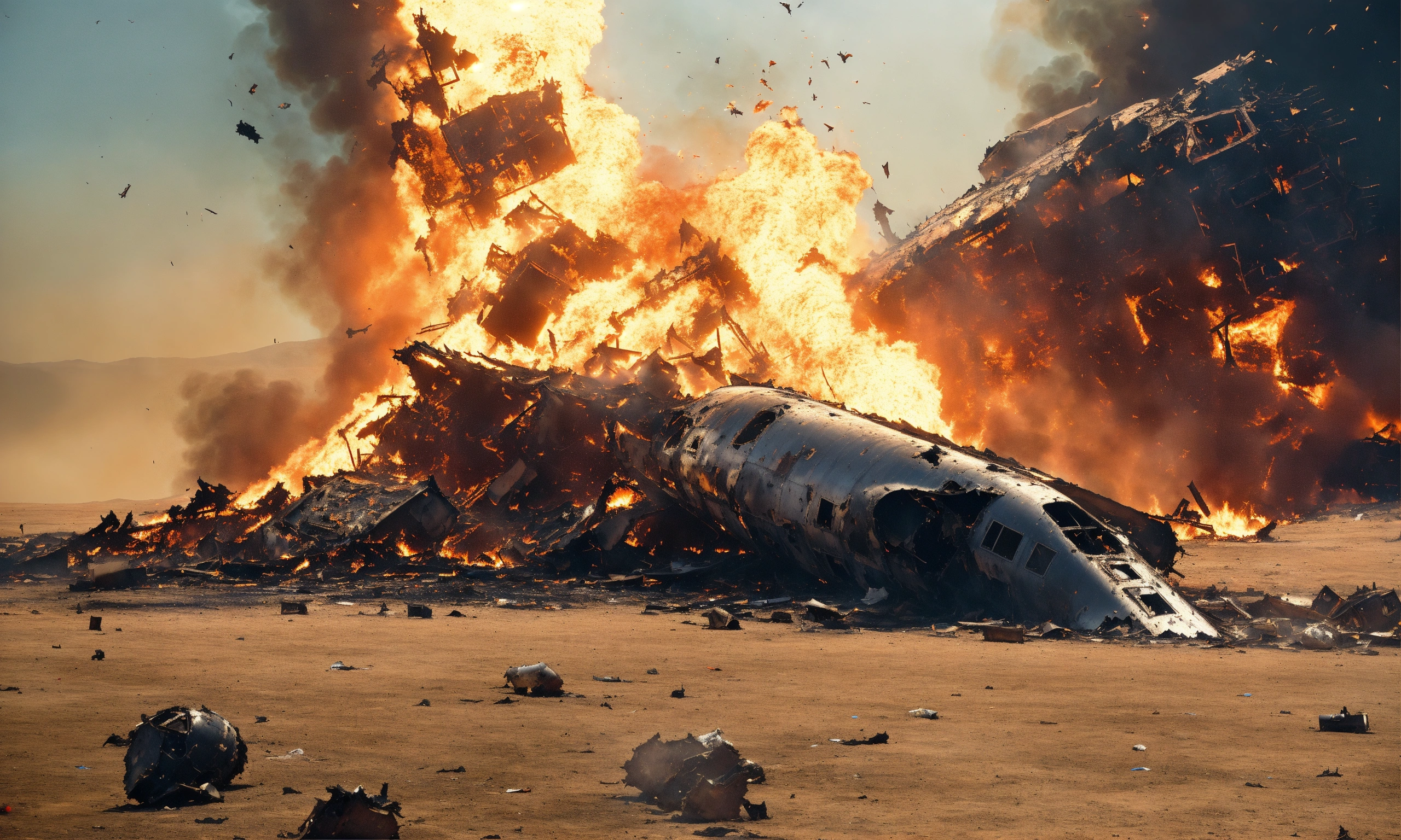 Lexica - Space plane wreckage crashing into an explosive fire on alien ...