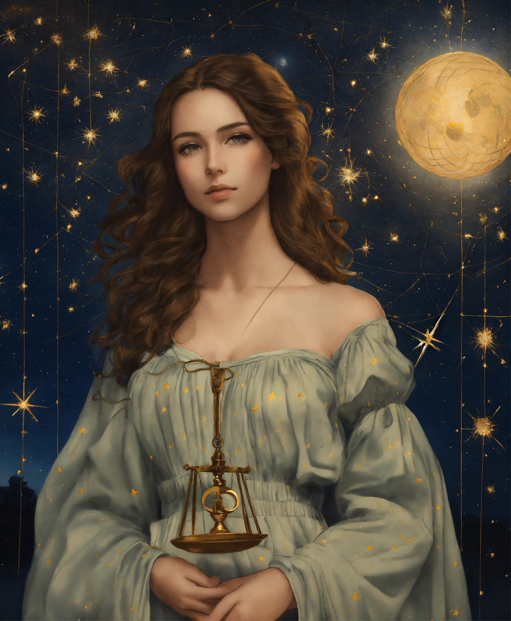 Lexica - Realistic drawing of a woman with a libra of the justice, in ...