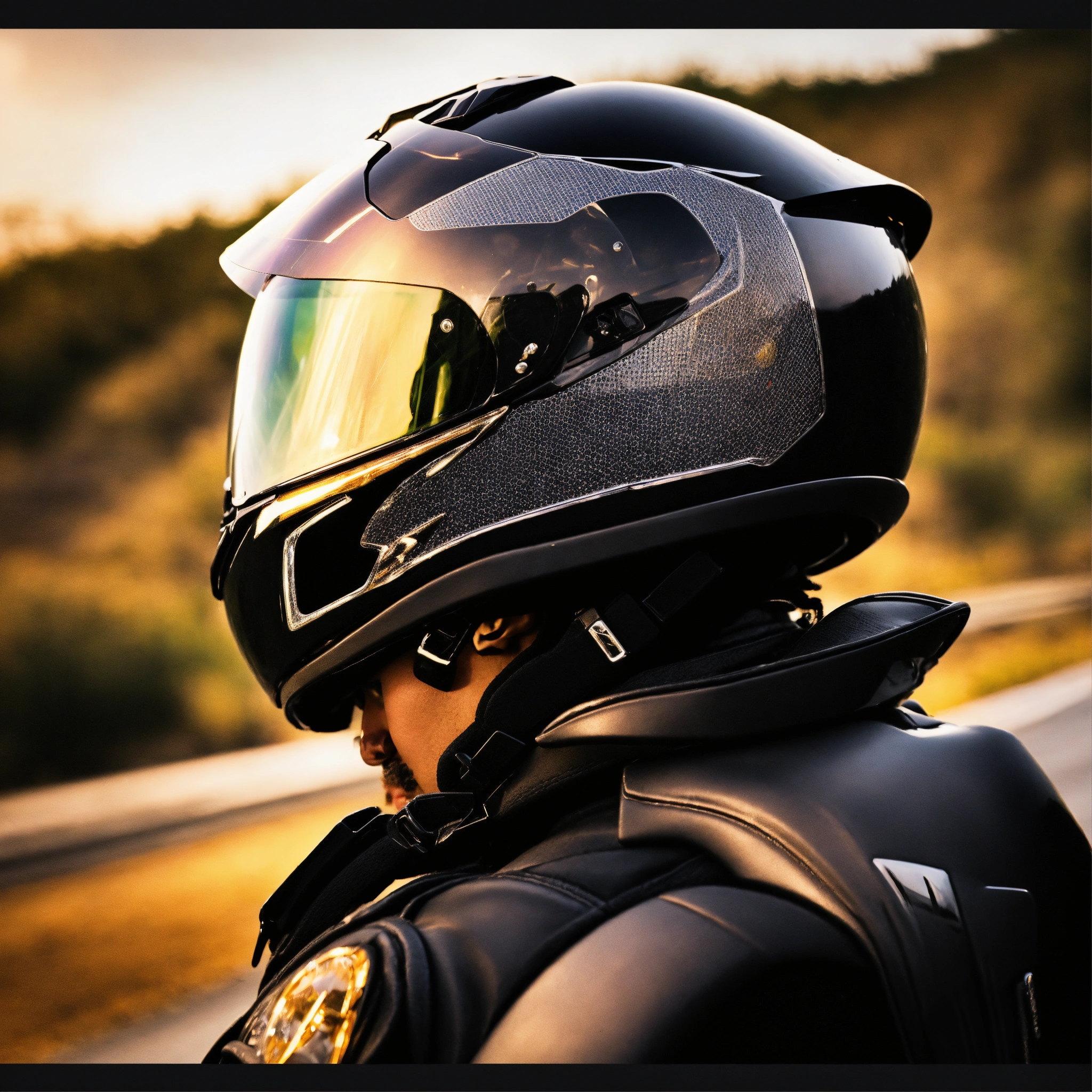 Lexica - A photo of a motorcycle rider wearing a helmet. The rider is ...
