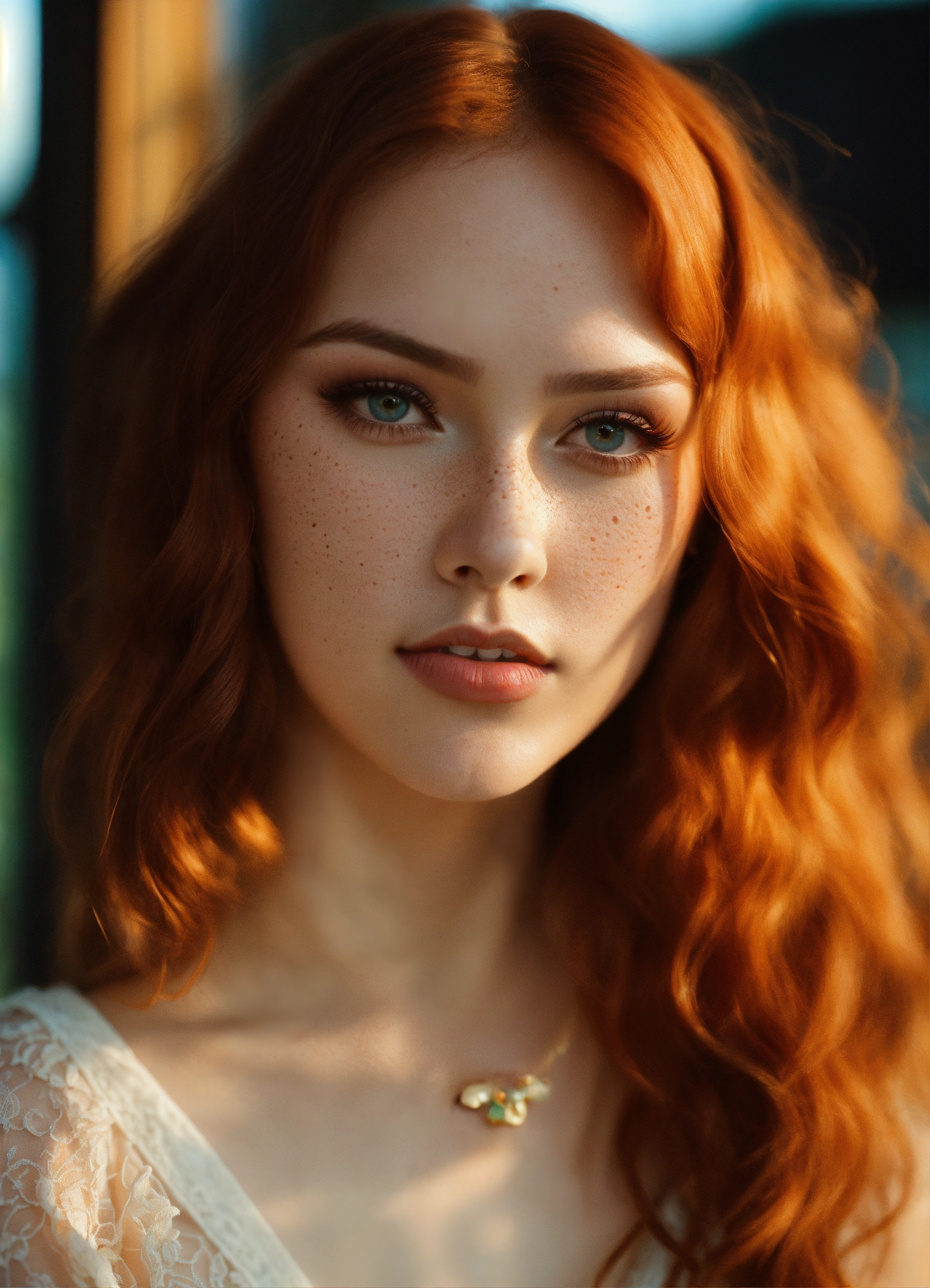 Lexica - Kodachrome model= wavy redhair, head and shou...