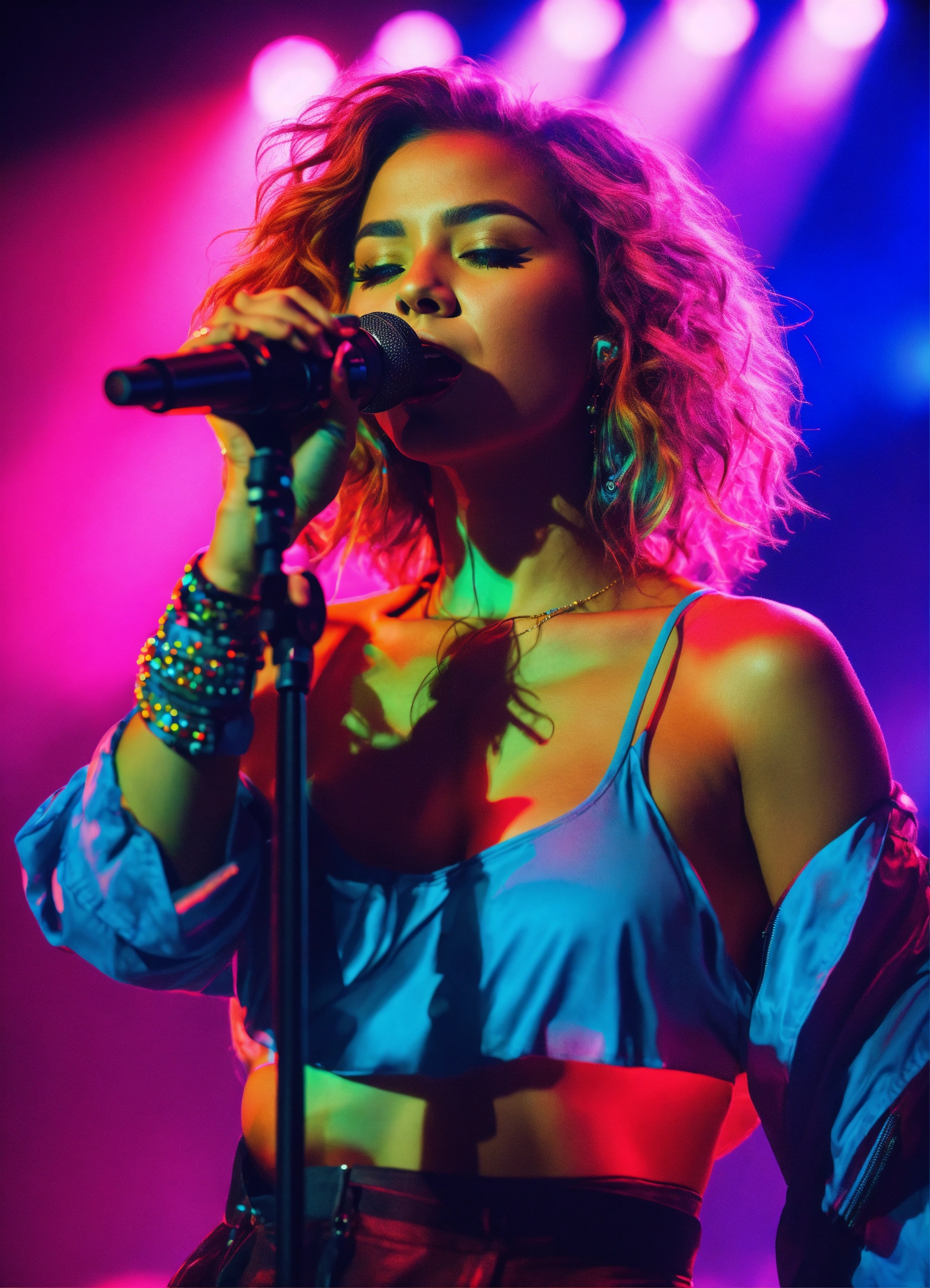 Lexica - Cinematic photography, modern, female singer on stage ...