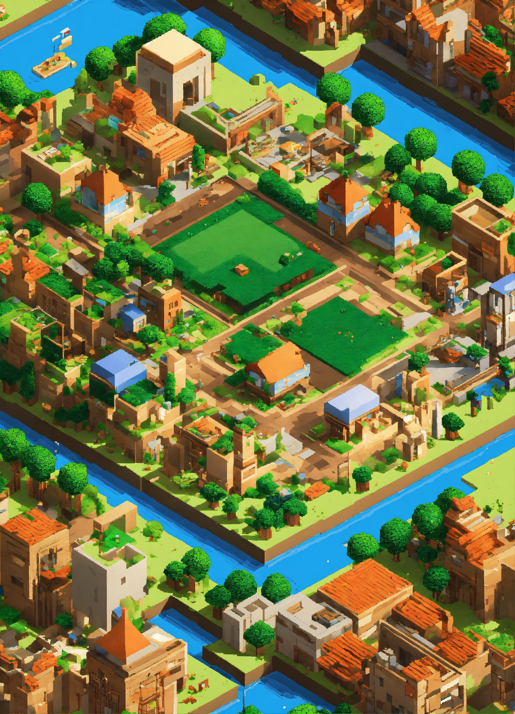 Lexica - Simple blocky pixel image in a 3/4 top-down perspective with ...
