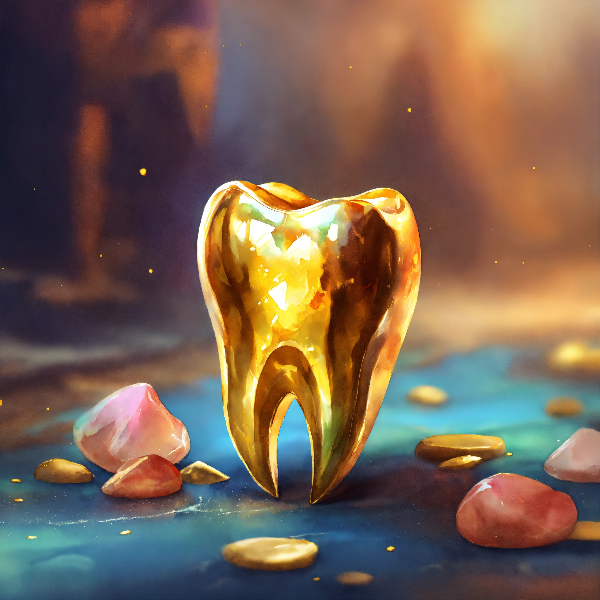 Lexica - Human tooth, gold, game icon, fantasy style, digital drawing ...