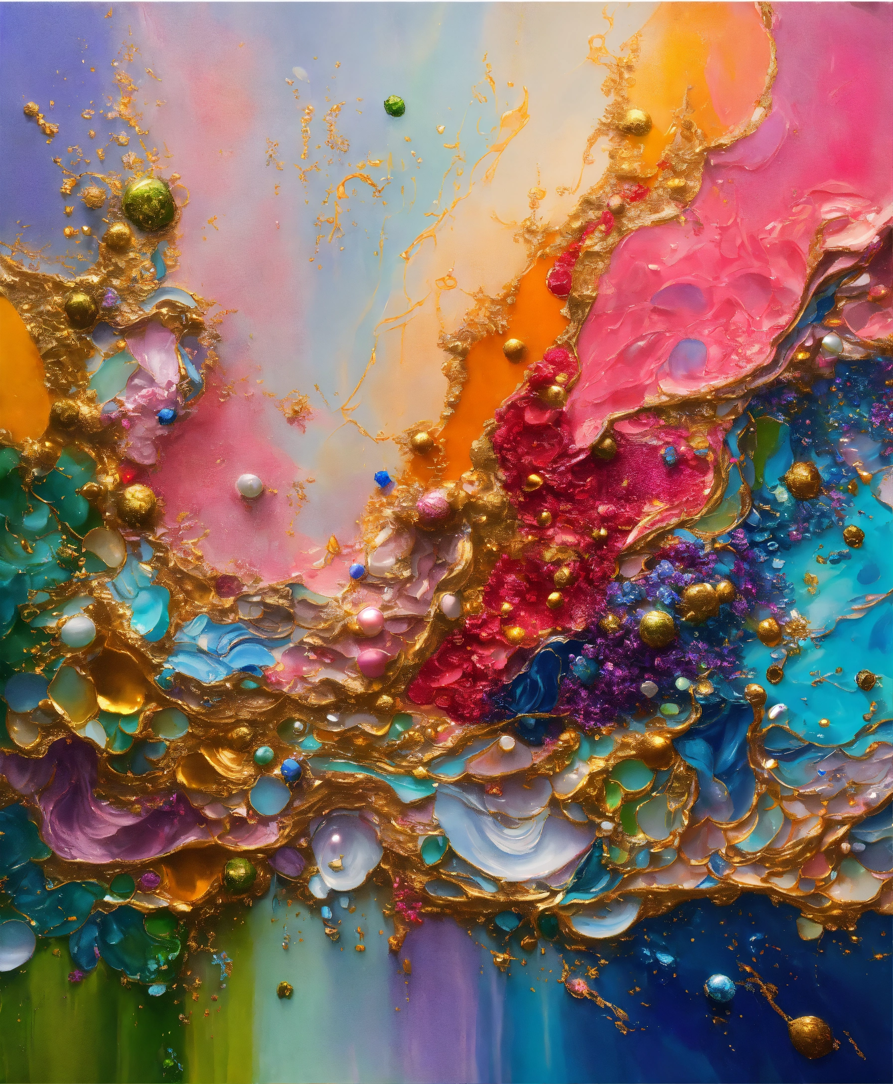 Lexica - Colorful abstract painting oil and water complex complicated ...