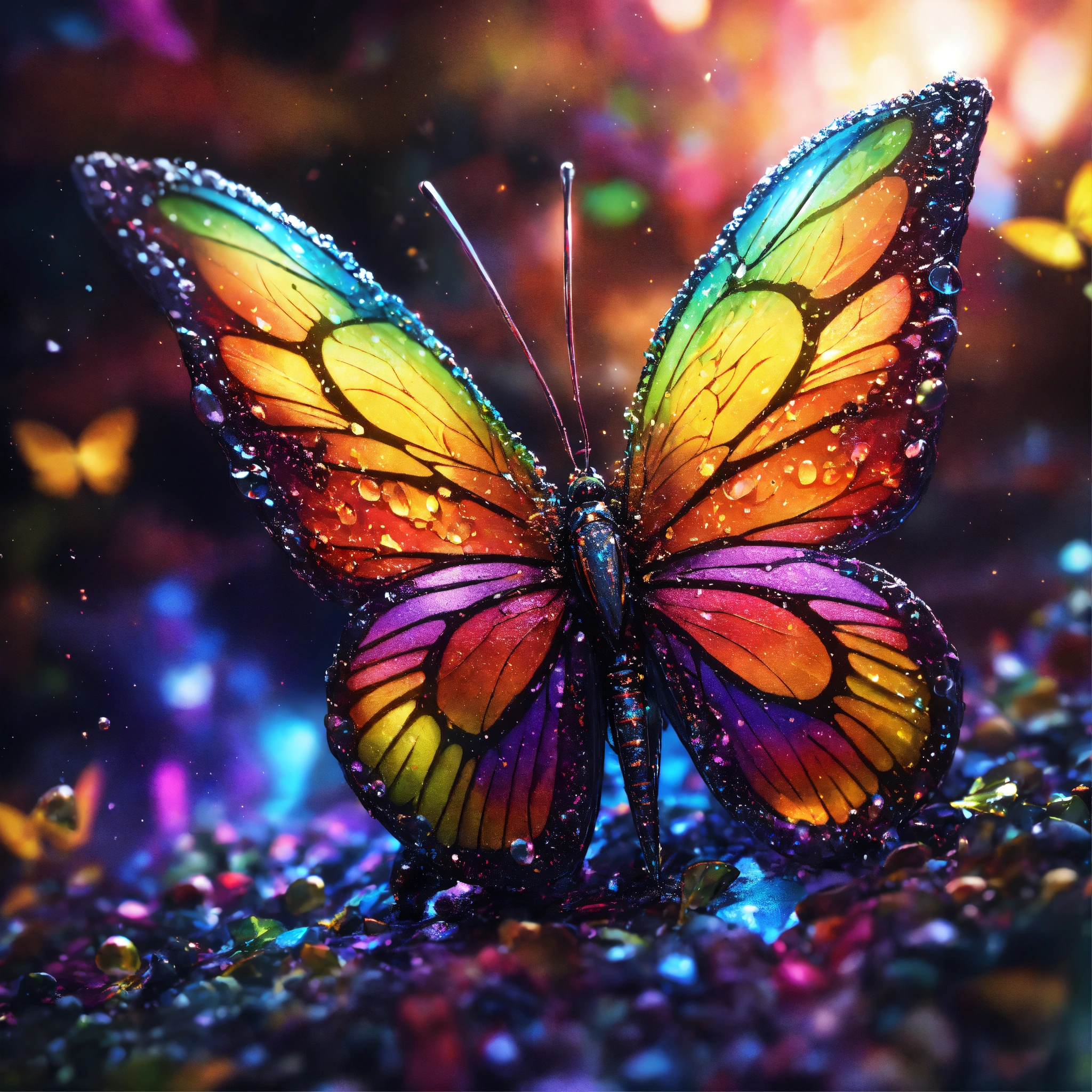 Lexica - Butterfly, multicolor chrome, creative colorful, made of water ...