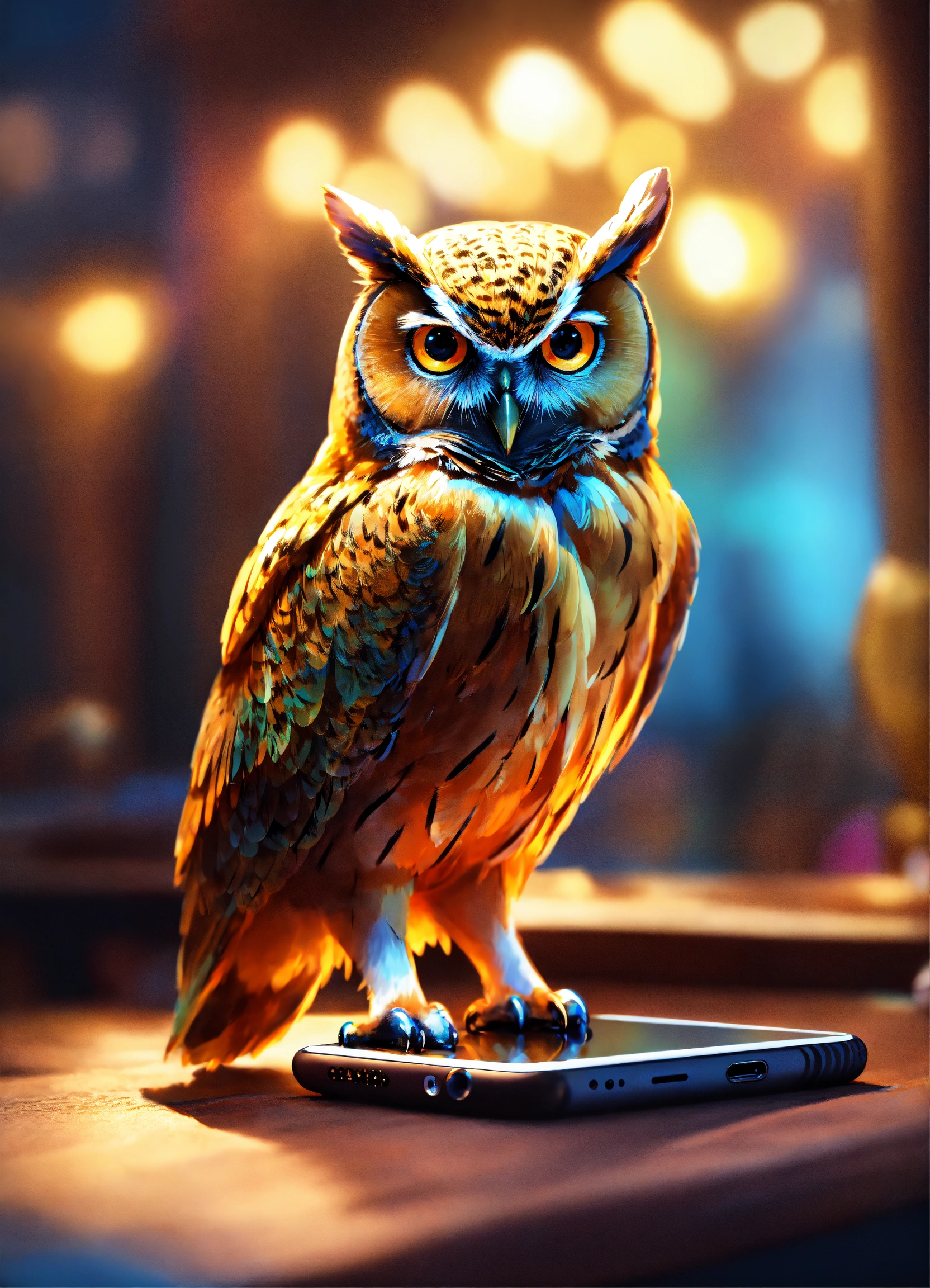 Lexica - Owl looking at a phone, elegant, , sharp focus, illustration ...