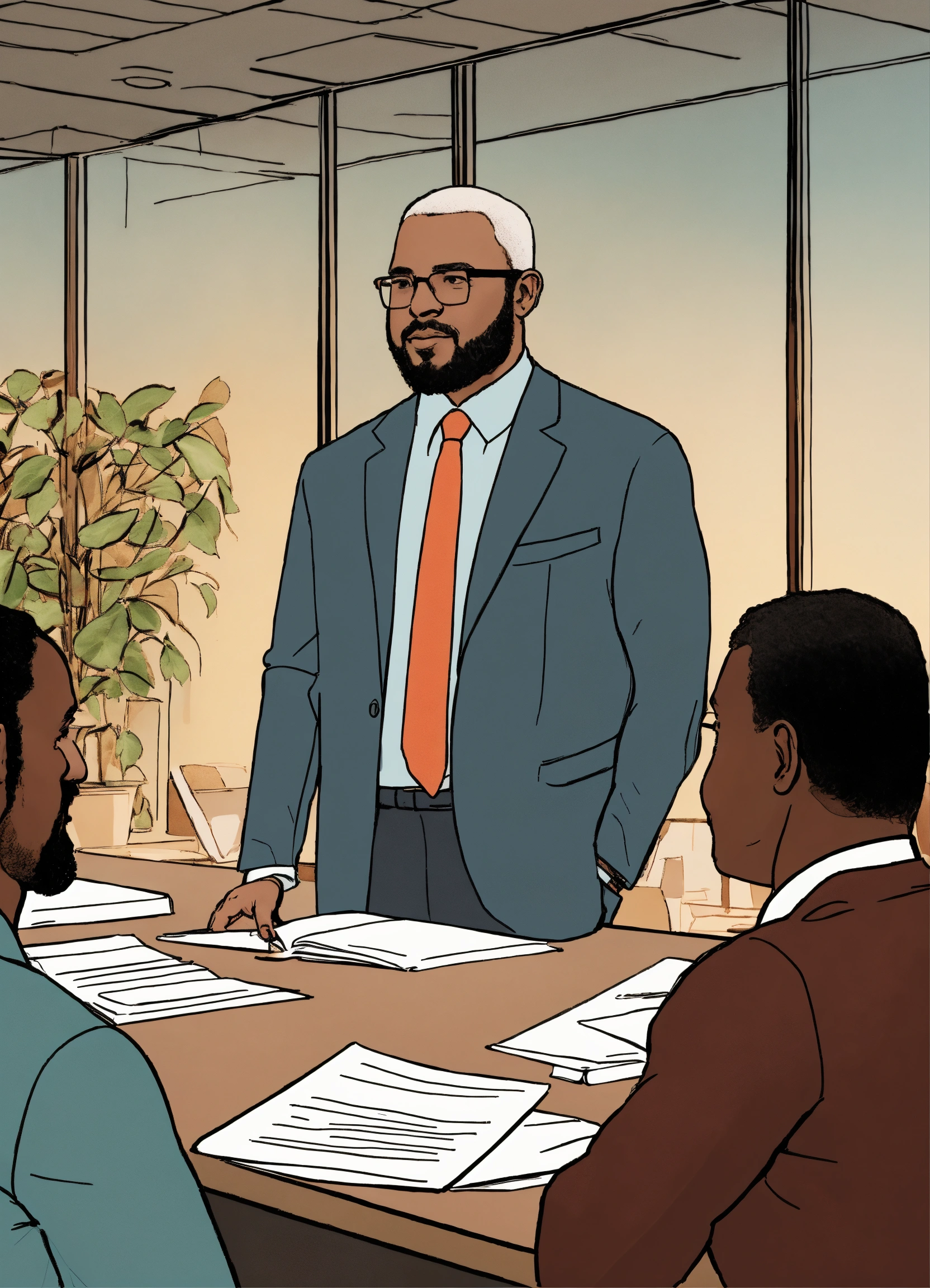 Lexica - “Generate an image of a wise and composed leader standing in a ...