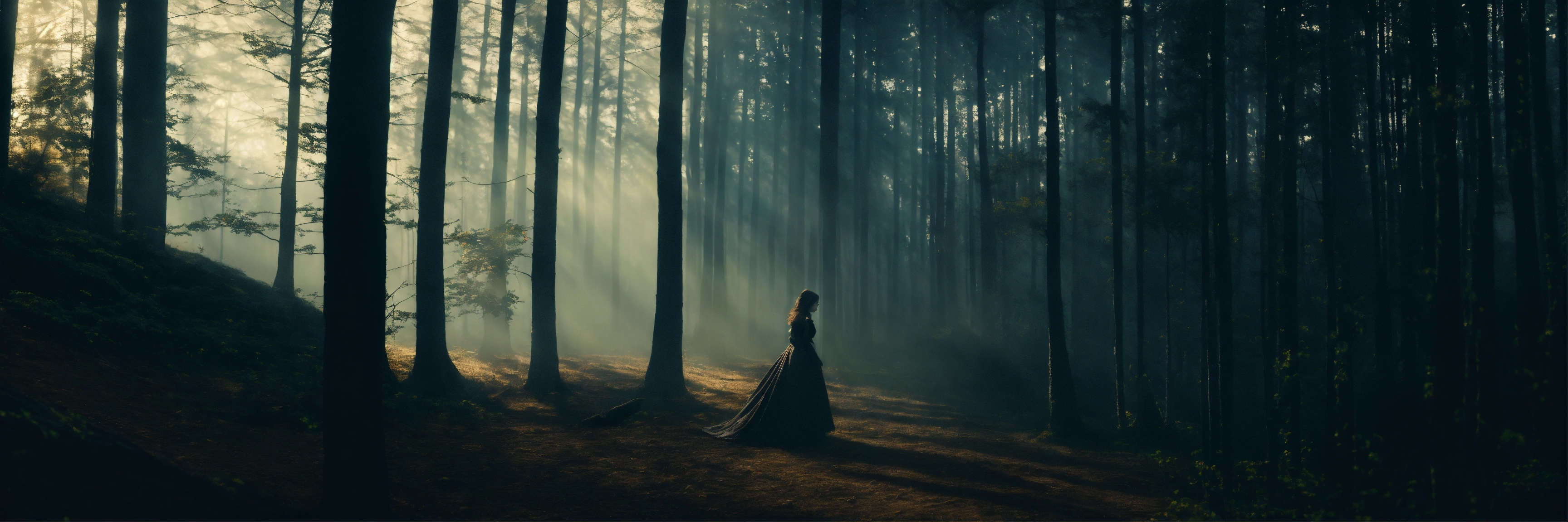 Lexica - Terrifying female ghost with black hair in a dark forest ...