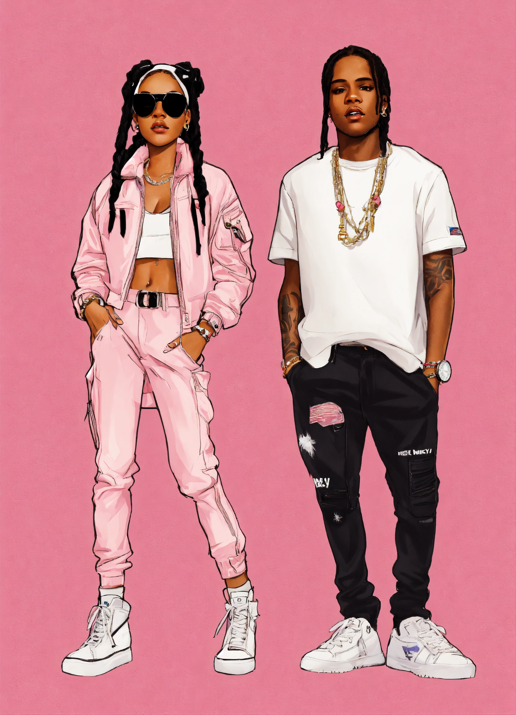 Lexica - FULL BODY OF ASAP ROCKY CARICATURE & RIHANNA CARICATURE ...