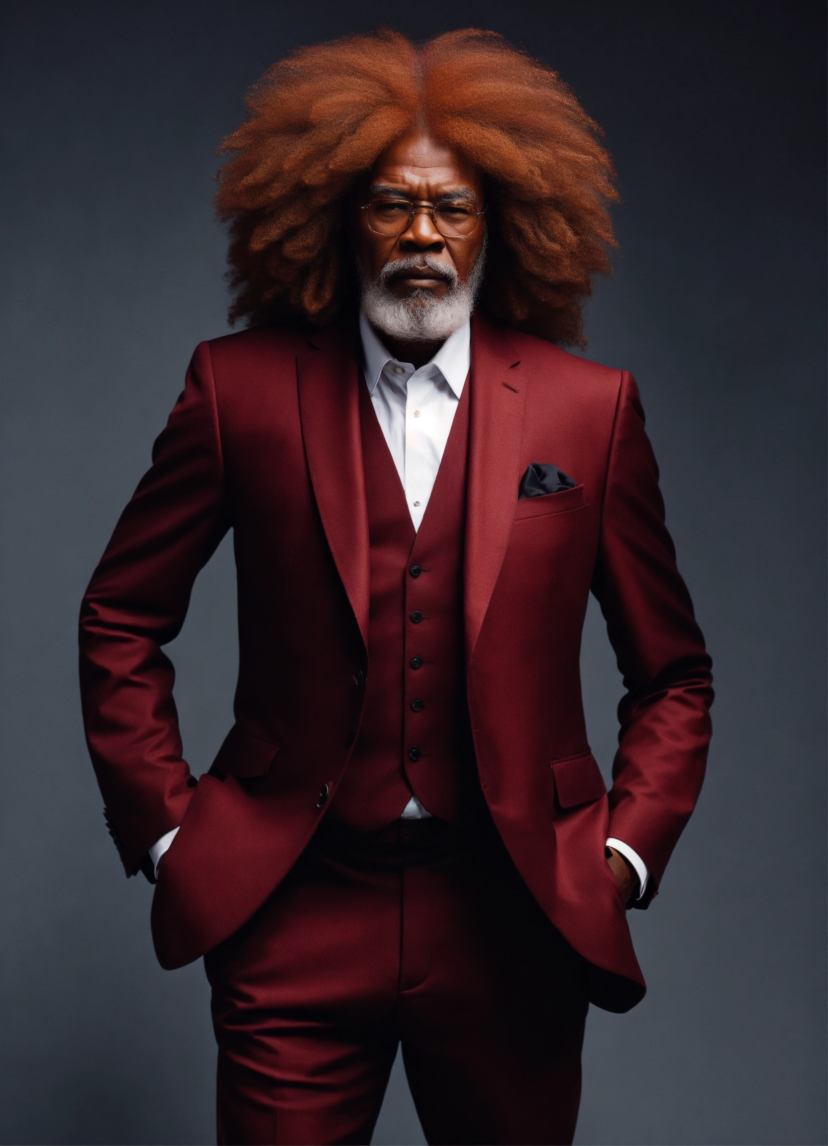 Lexica - Large red skinned older man with long burgundy Afro, Broad ...