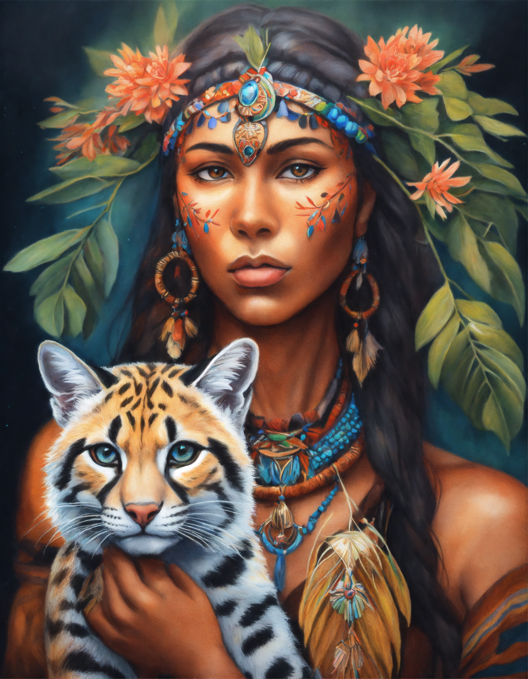 Lexica - Colored pencil illustration portrait of an indigenous shaman