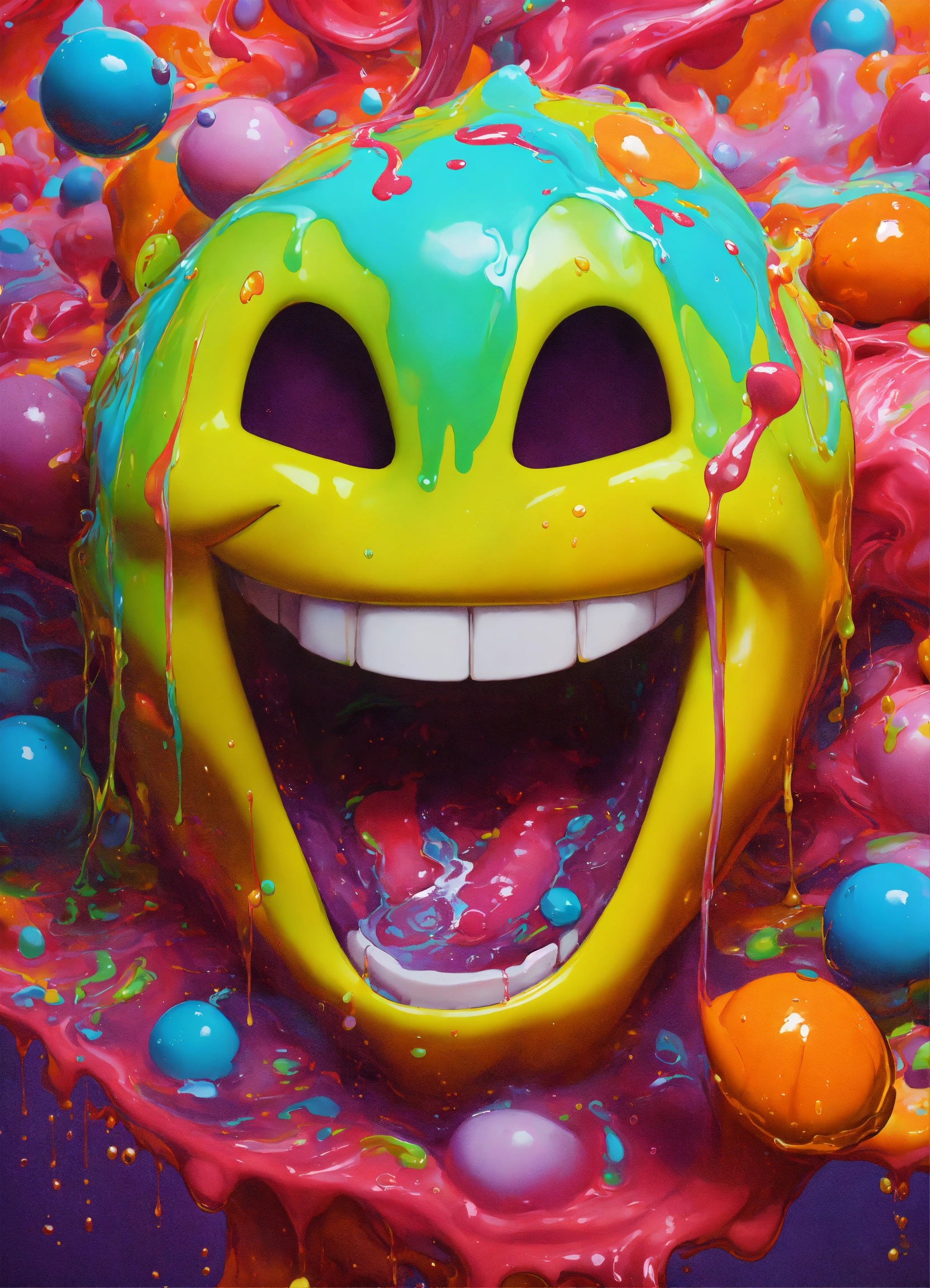 Lexica - Splash art, a quirky liquid portrait of a smiley, splash style ...
