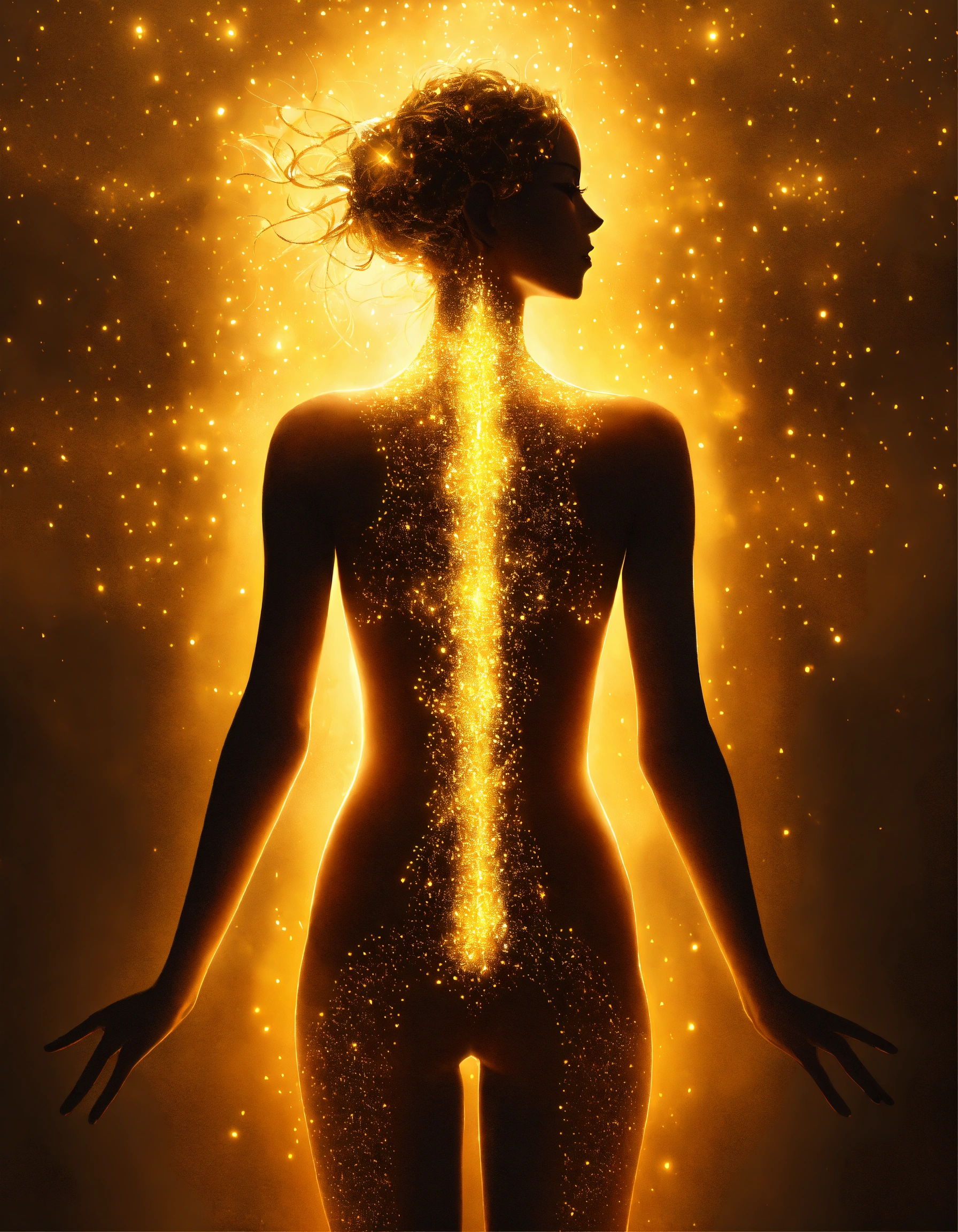 Lexica - Paint drawing of a female human silhouette with several clasps ...