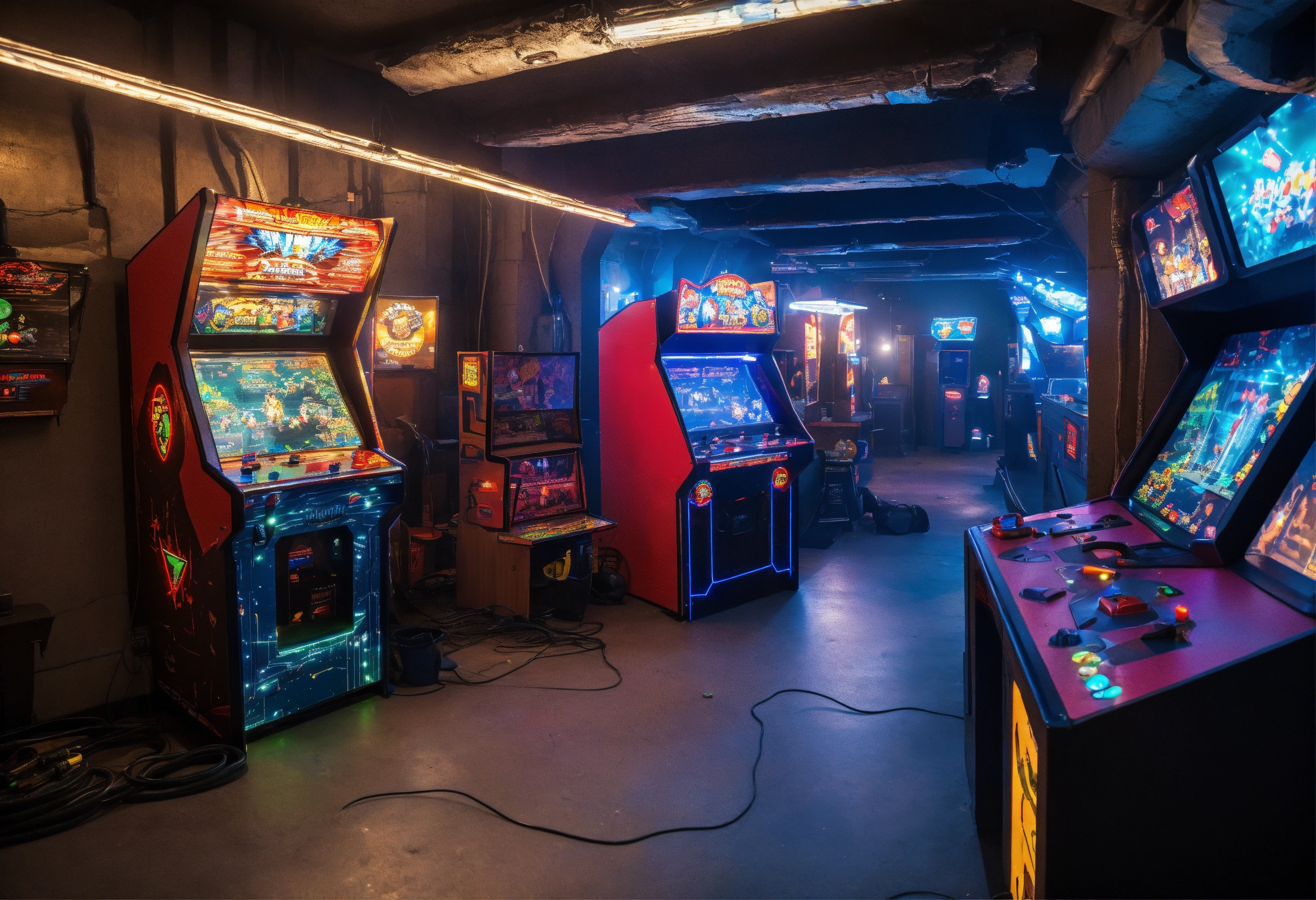 Lexica - Sci Fi tech base of operations with arcade machine, lots of ...