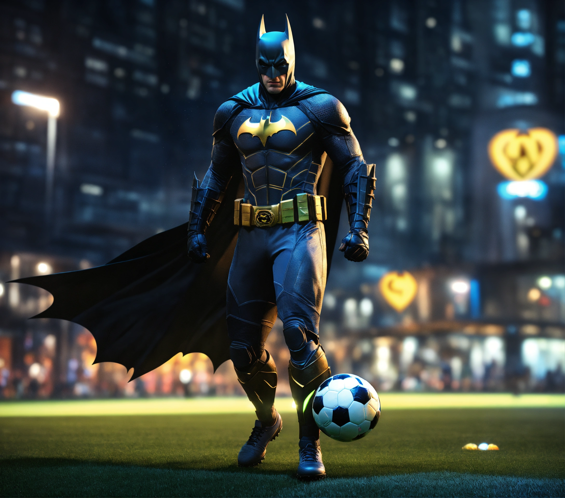 Lexica - Batman Soccer player, octane render, dark city, light city ...