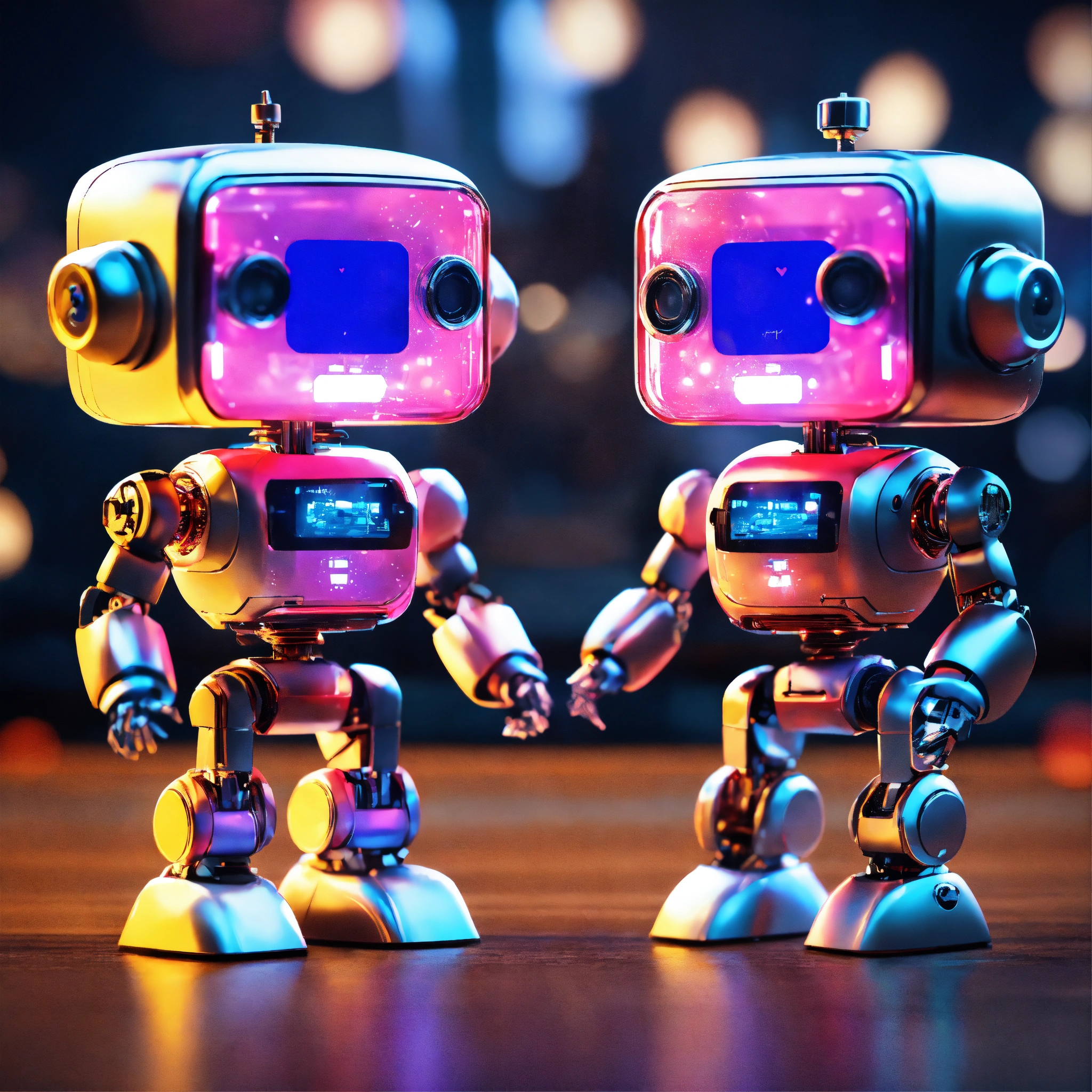 Lexica - Two adorable robots, two (tiny cute translucent polycarbonate ...