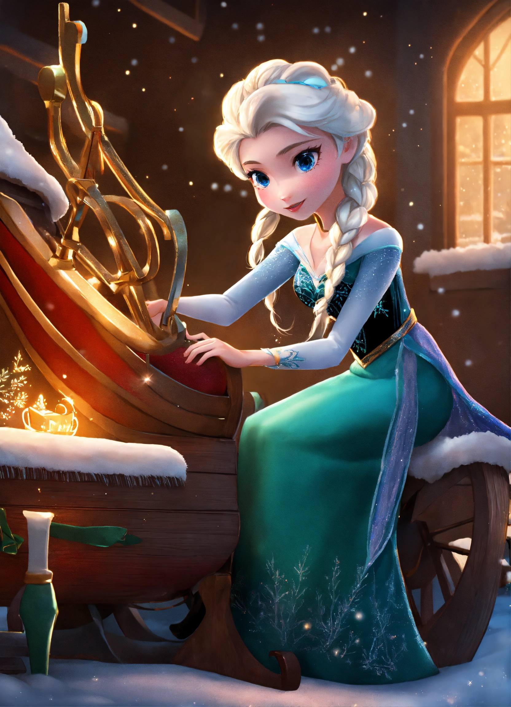 Lexica - Elsa repairs the sleigh