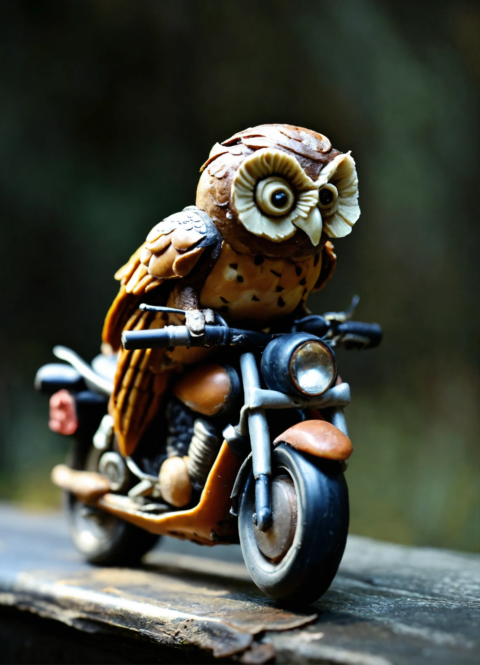 Lexica - An owl made of torten riding a motorbike