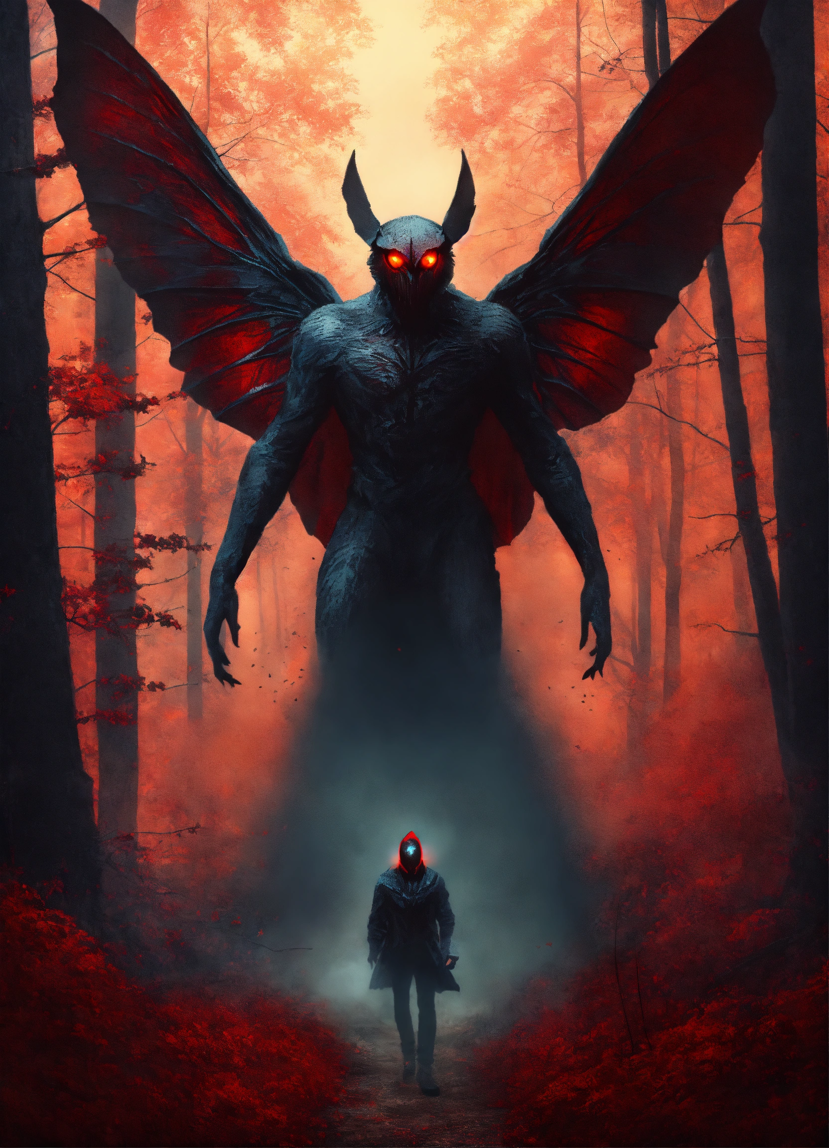 Lexica - Mothman froma legend like a human face. with mouth. only face ...