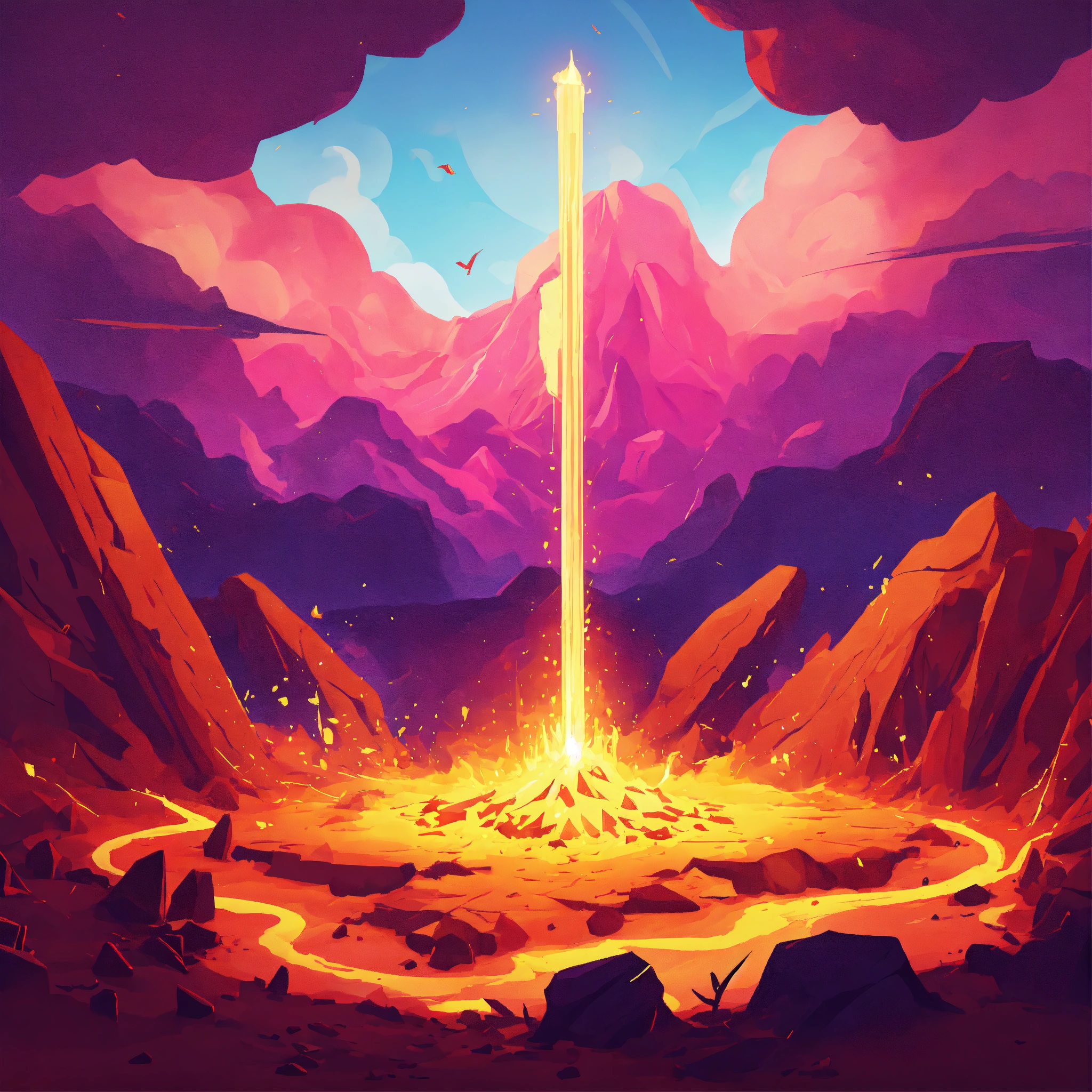 Lexica - Spell ground eruption, game icon, stylized, simple design ...