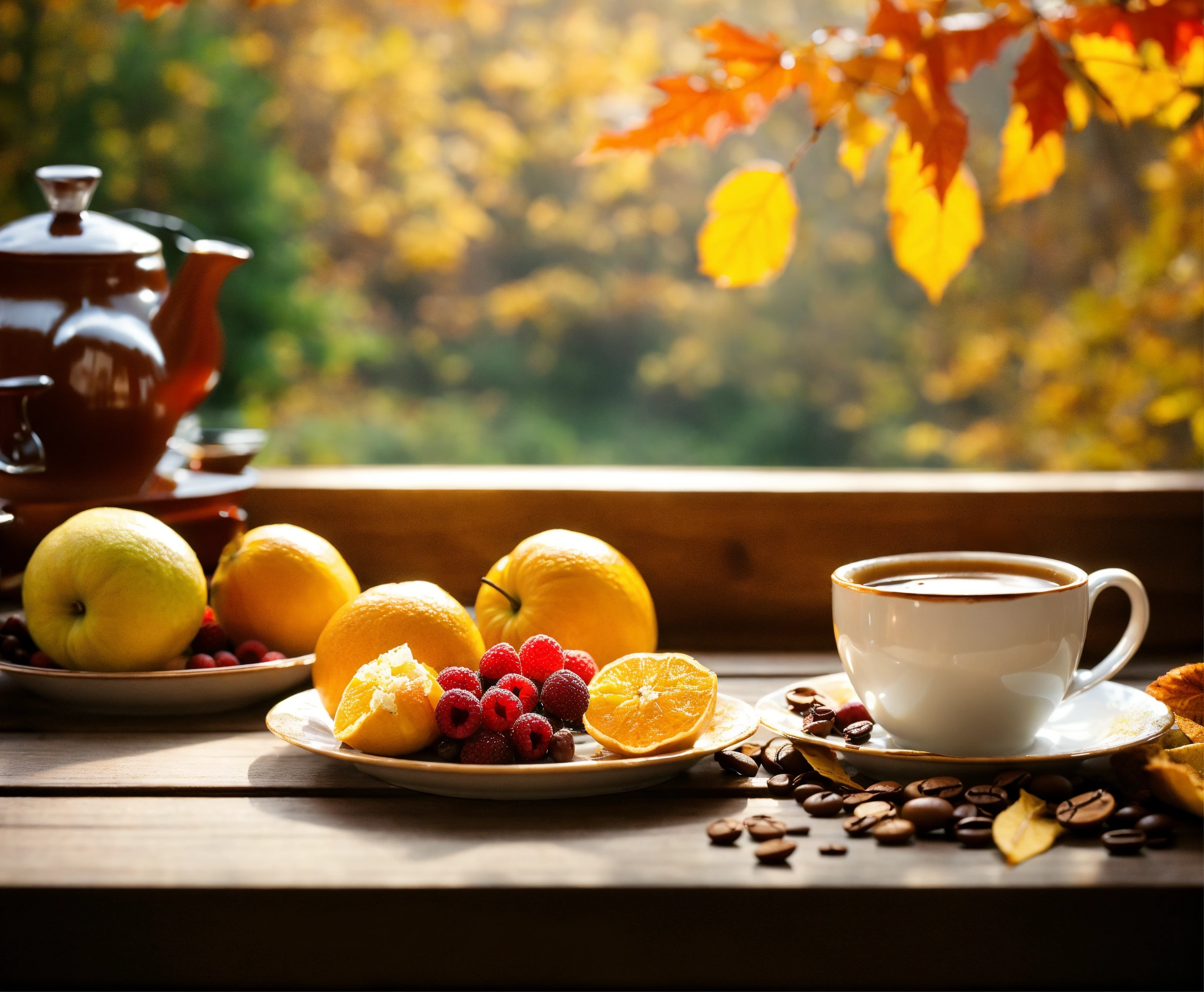 Lexica - Good morning breakfast table food fruits coffee tea on the ...